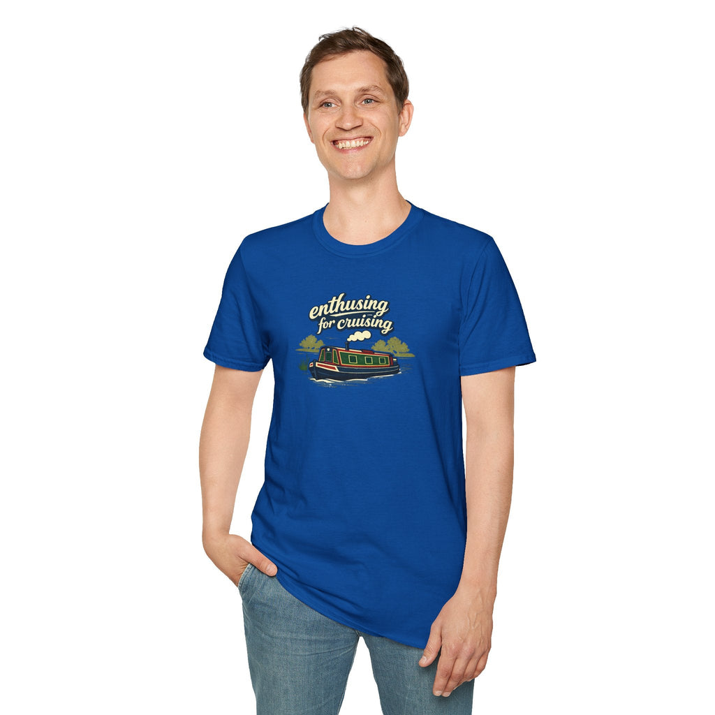 Cruising Canal Boat T-Shirt — Enthusing for Cruising Vintage Canal Narrowboat Tee Printify