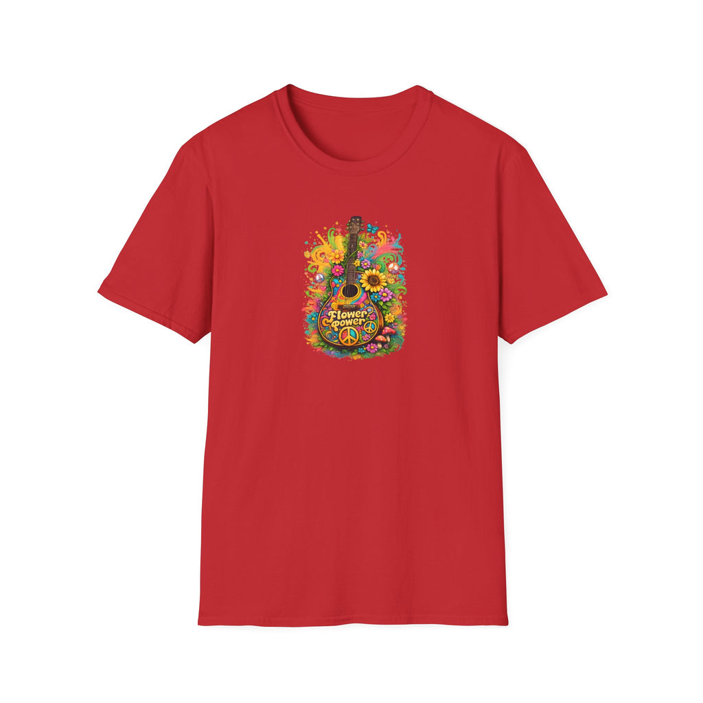Flower Power Vibe 1960's Design Guitar T-Shirt 