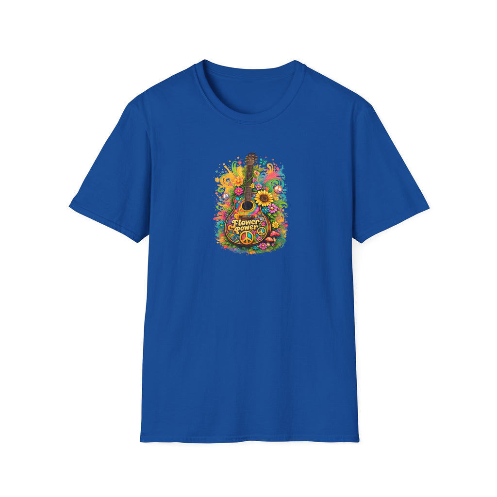 Flower Power Vibe 1960's Design Guitar T-Shirt 