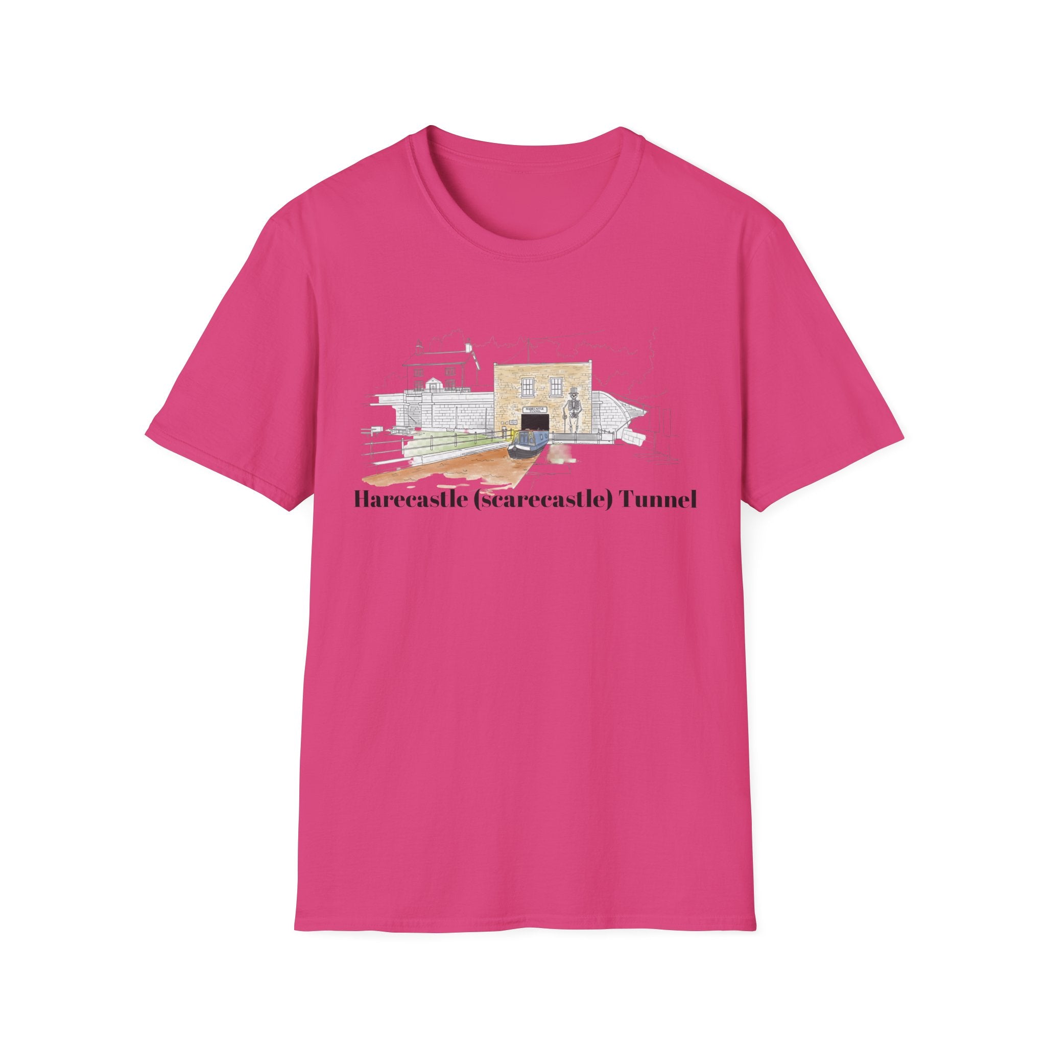 Harecastle  (Scarecastle) Tunnel Illustration T-Shirt — Vintage canal narrowbaot Te