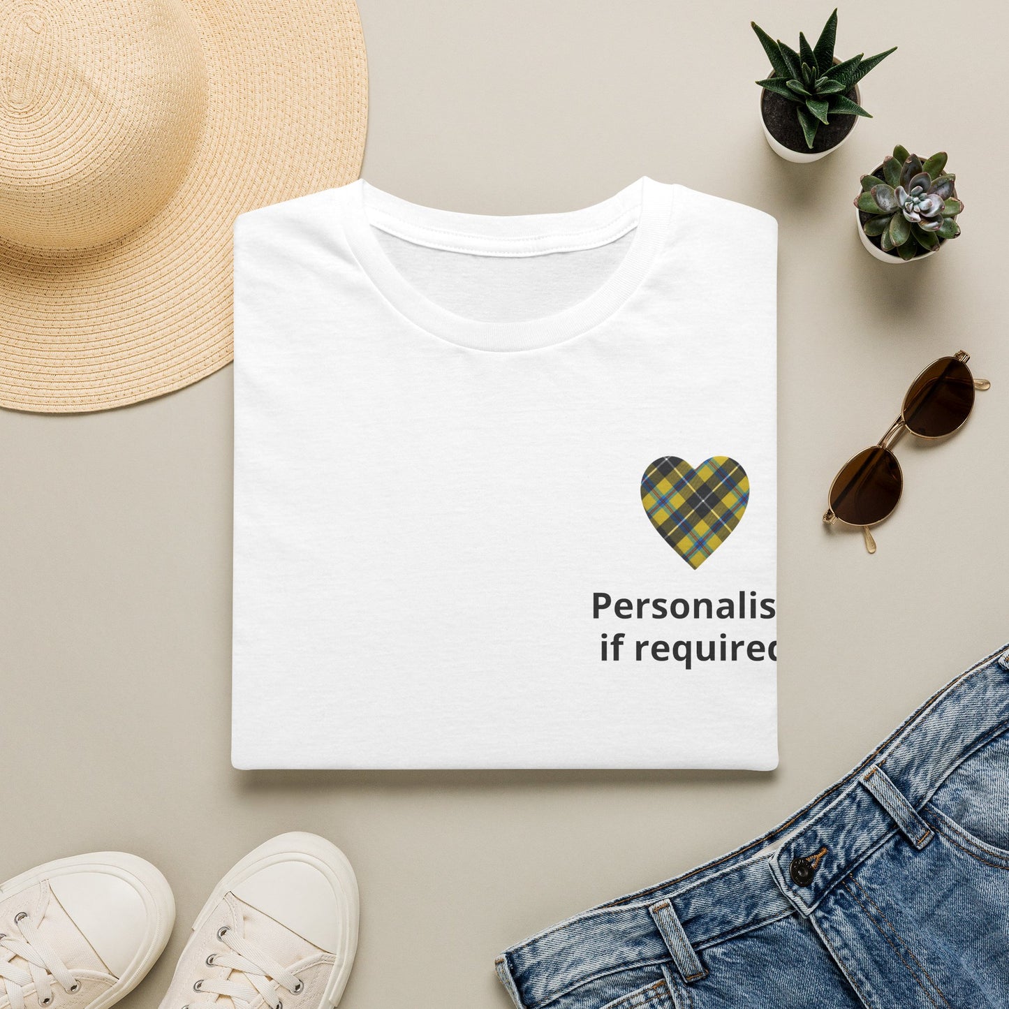 Cornish tartan heart shape graphic white t shirt