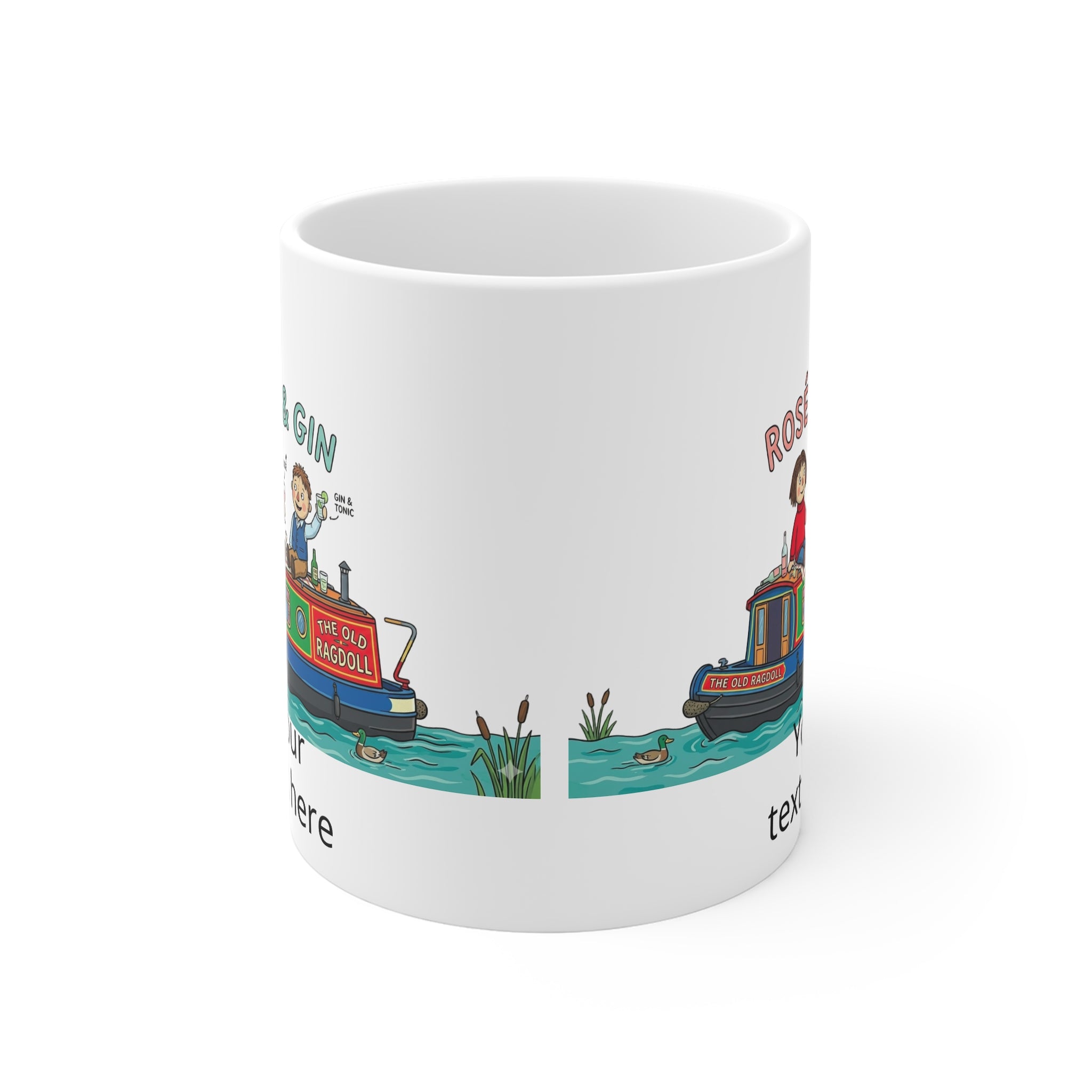 Rosé & Gin Narrowboat Mug — Personalized Canal Boat Tea Coffee Cup Printify