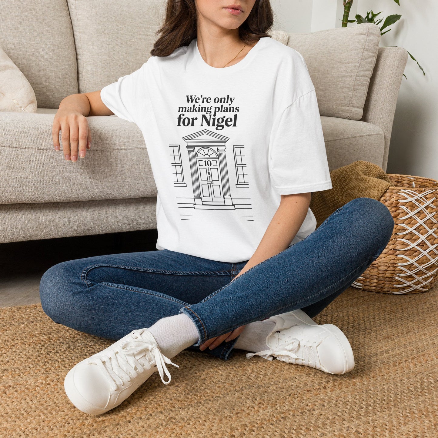 We're Only Making Plans for Nigel – 10 Downing Street T-Shirt | Fat Boris Political Collection Printify