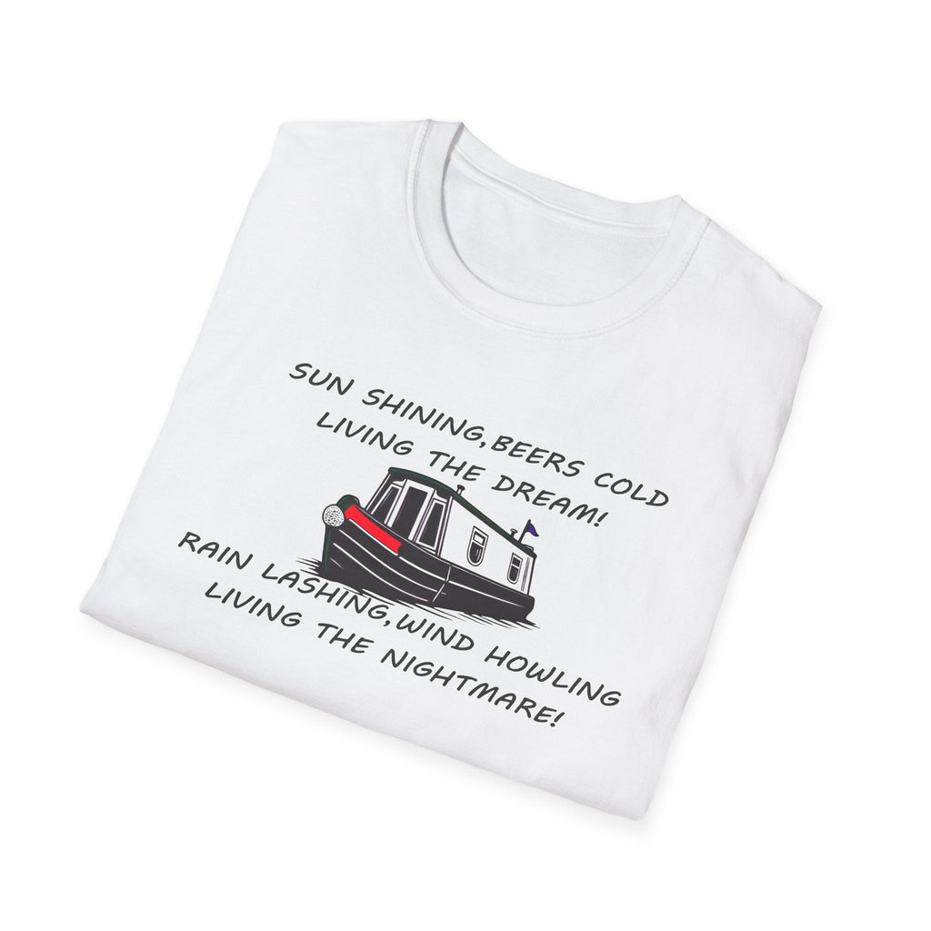 English Canal Narrow Boat Living the Dream Living the Nightmare funny T Shirt Printify