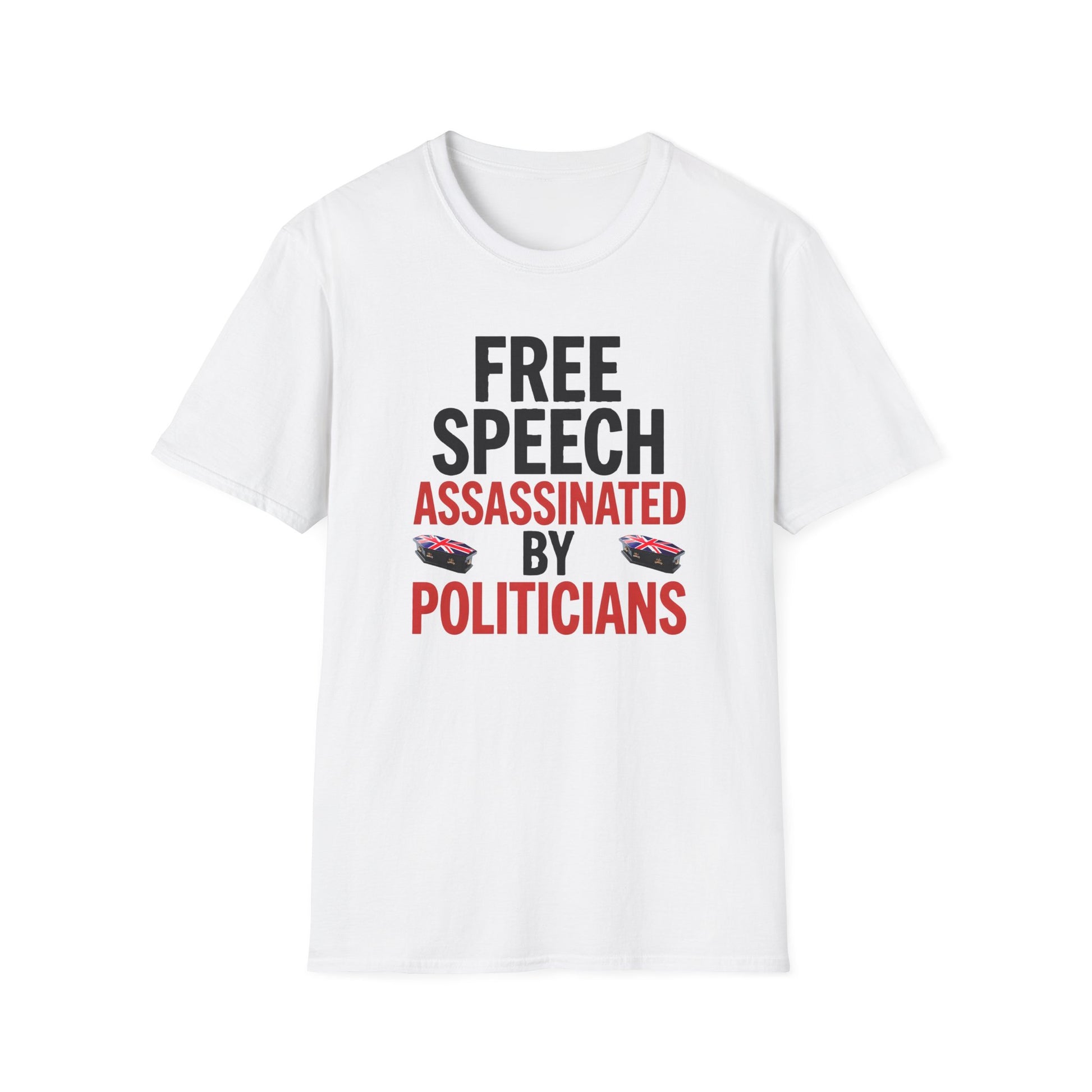 T-Shirt — "Free Speech Assassinated by Politicians" Protest Tee Printify