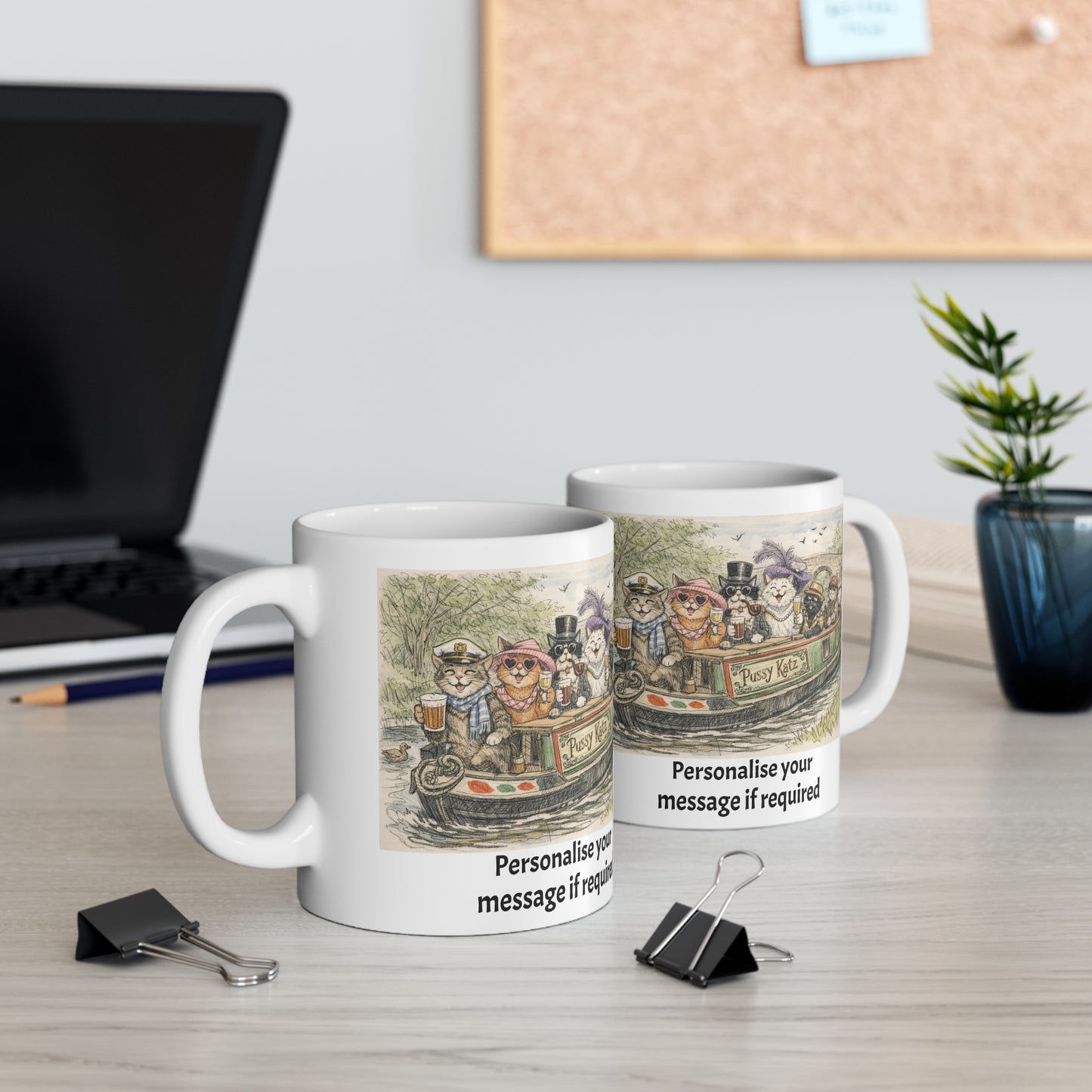 The "Pussy Katz" Narrowboat Cats Coffee Mug- Cutomise Option Printify