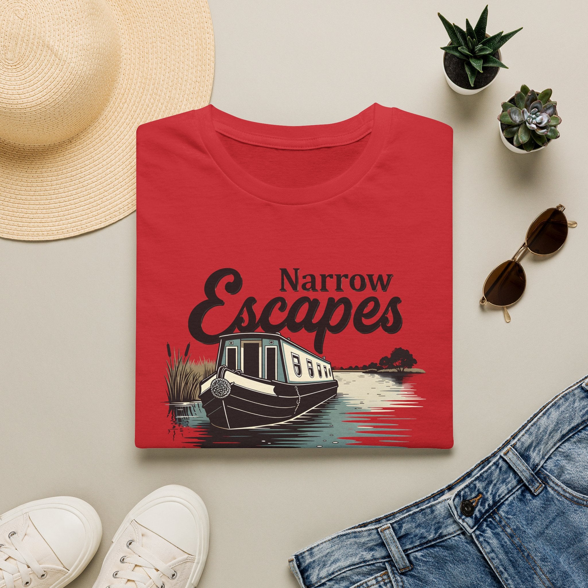 Classic Narrowboat t-shirt perfect for canal lovers, narrowboat owners & fans of Channel 4’s Narrow Escapes. Printify