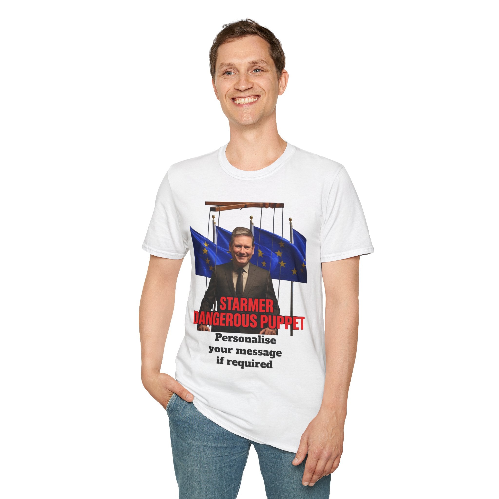 Starmer Dangerous Puppet T-Shirt | Keir Starmer EU Puppet Brexit Satire Tee Printify