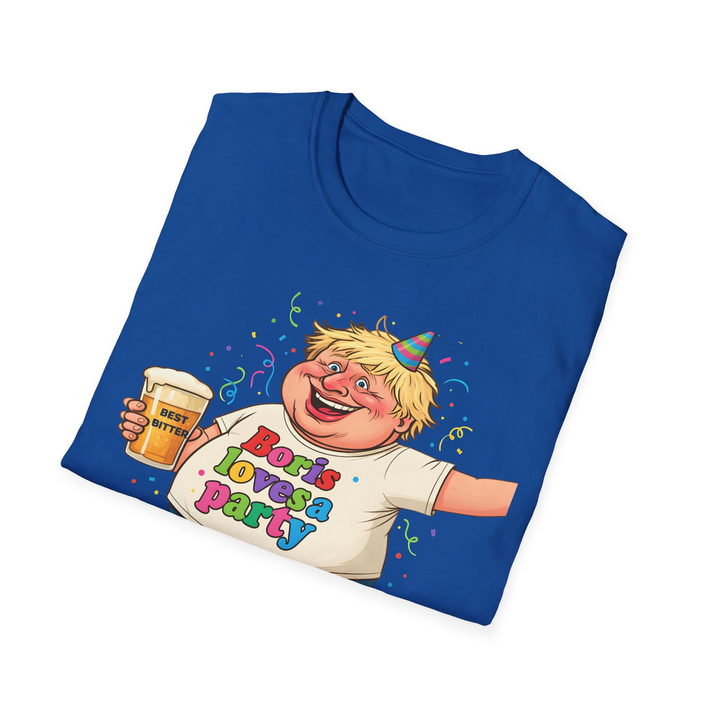 Fat Boris "Boris Loves A Party" T-Shirt uk  Boris Johnson political Satire