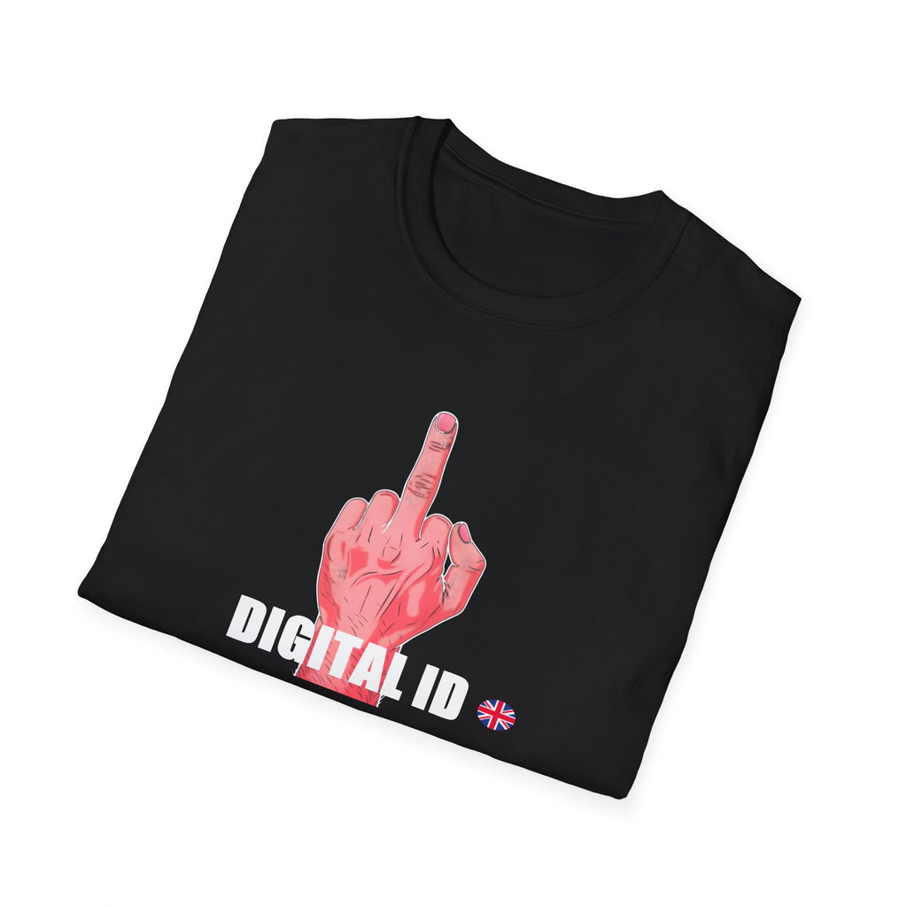 Anti Digital ID Protest T-Shirt – Bold Graphic Statement Against UK Digital ID Printify