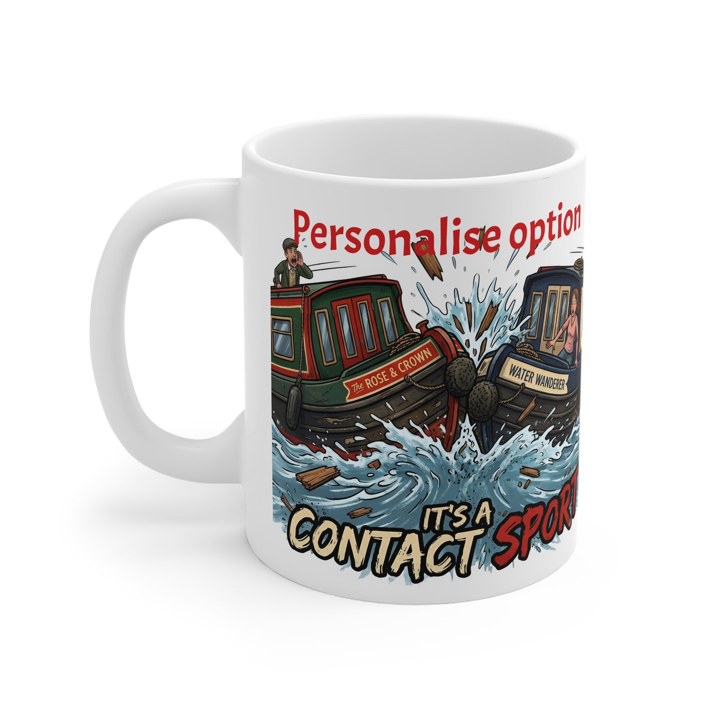 Contact Sport Mug — Humorous Narrowboat Collision Coffee Cup (Customizable) Printify