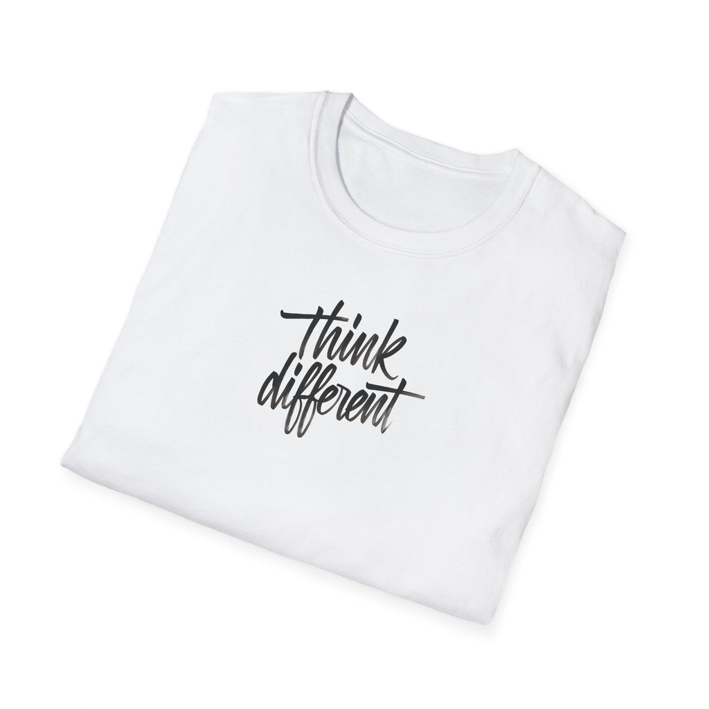 FOLDED WHITE T SHIRT WITH THINK DIFFERENT TEXT