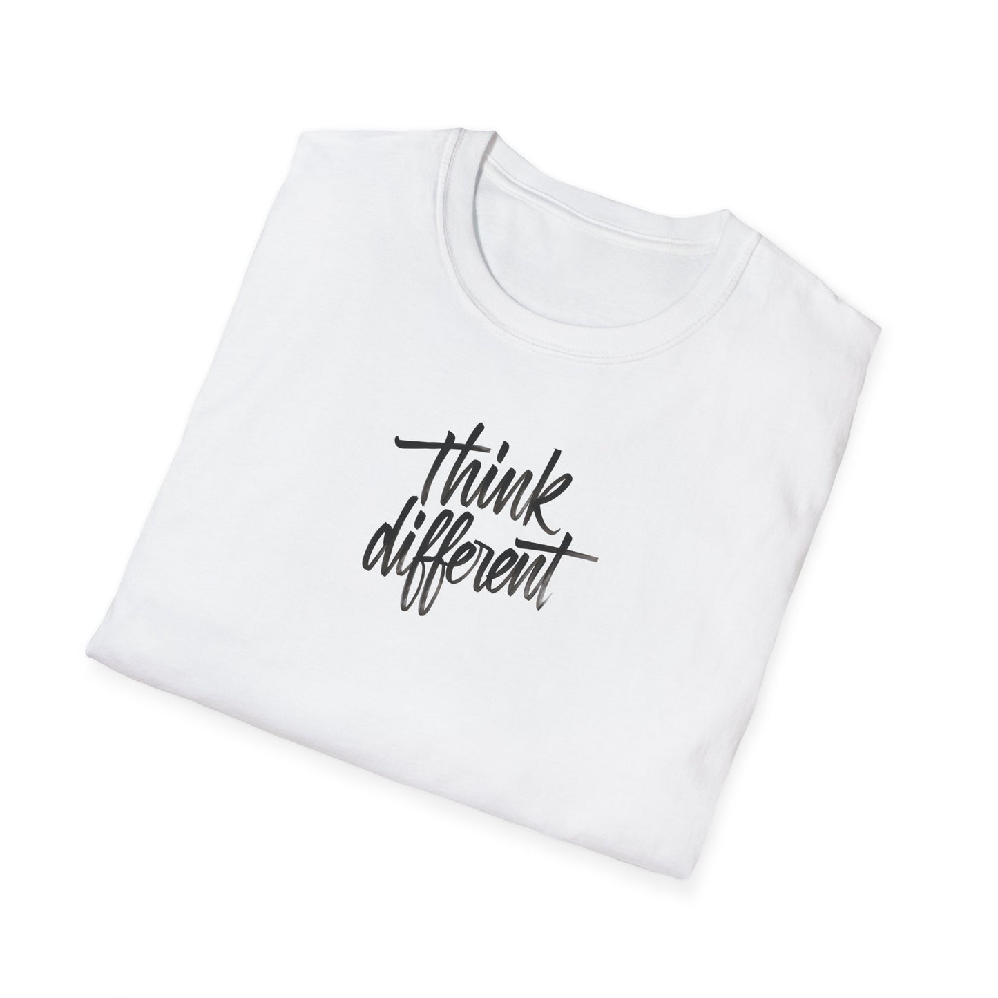 FOLDED WHITE T SHIRT WITH THINK DIFFERENT TEXT