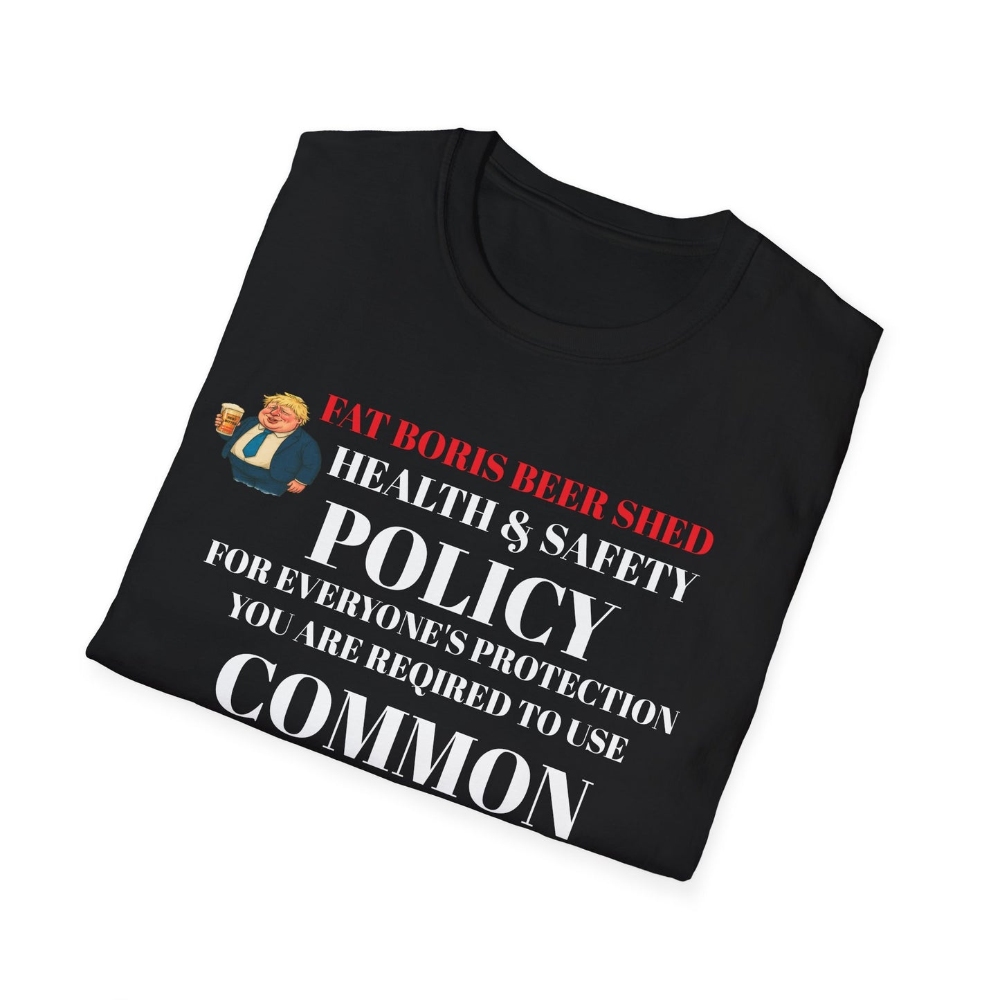 Folded  Black t shirt health and safety drink more beer funny graphic 