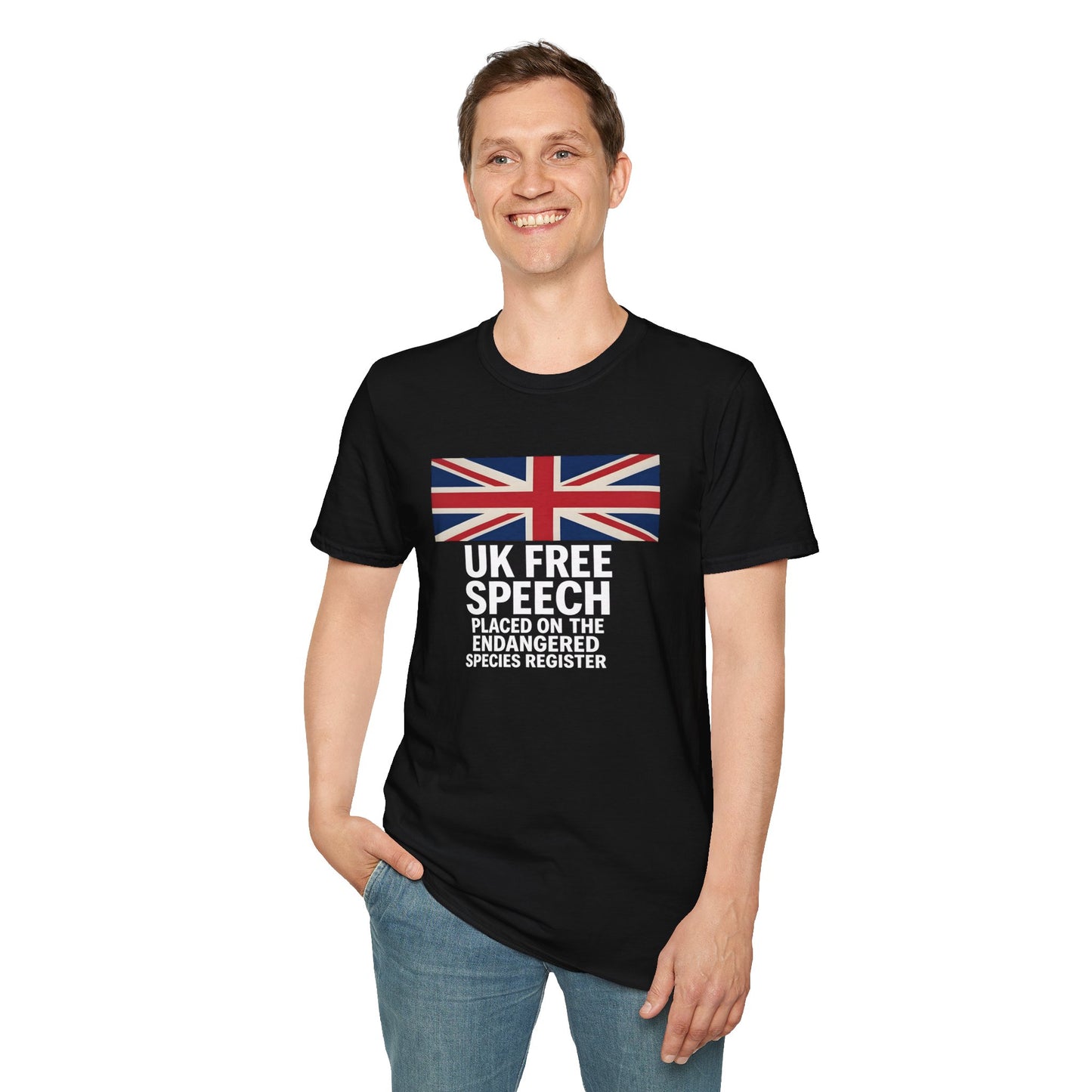 UK Free Speech T-Shirt — Union Jack Political Statement Tee Printify