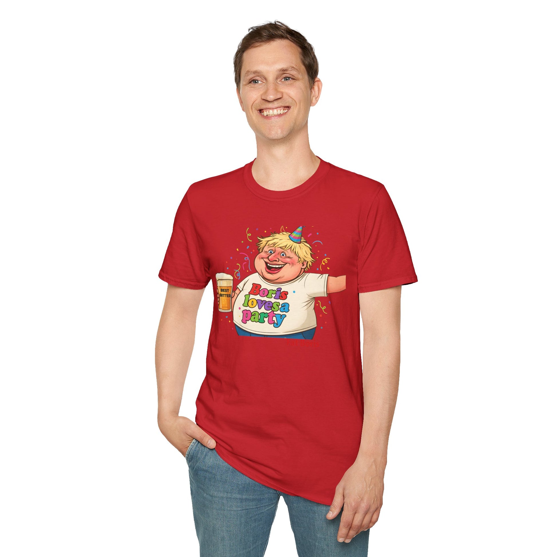 Fat Boris "Boris Loves A Party" T-Shirt uk  Boris Johnson political Satire