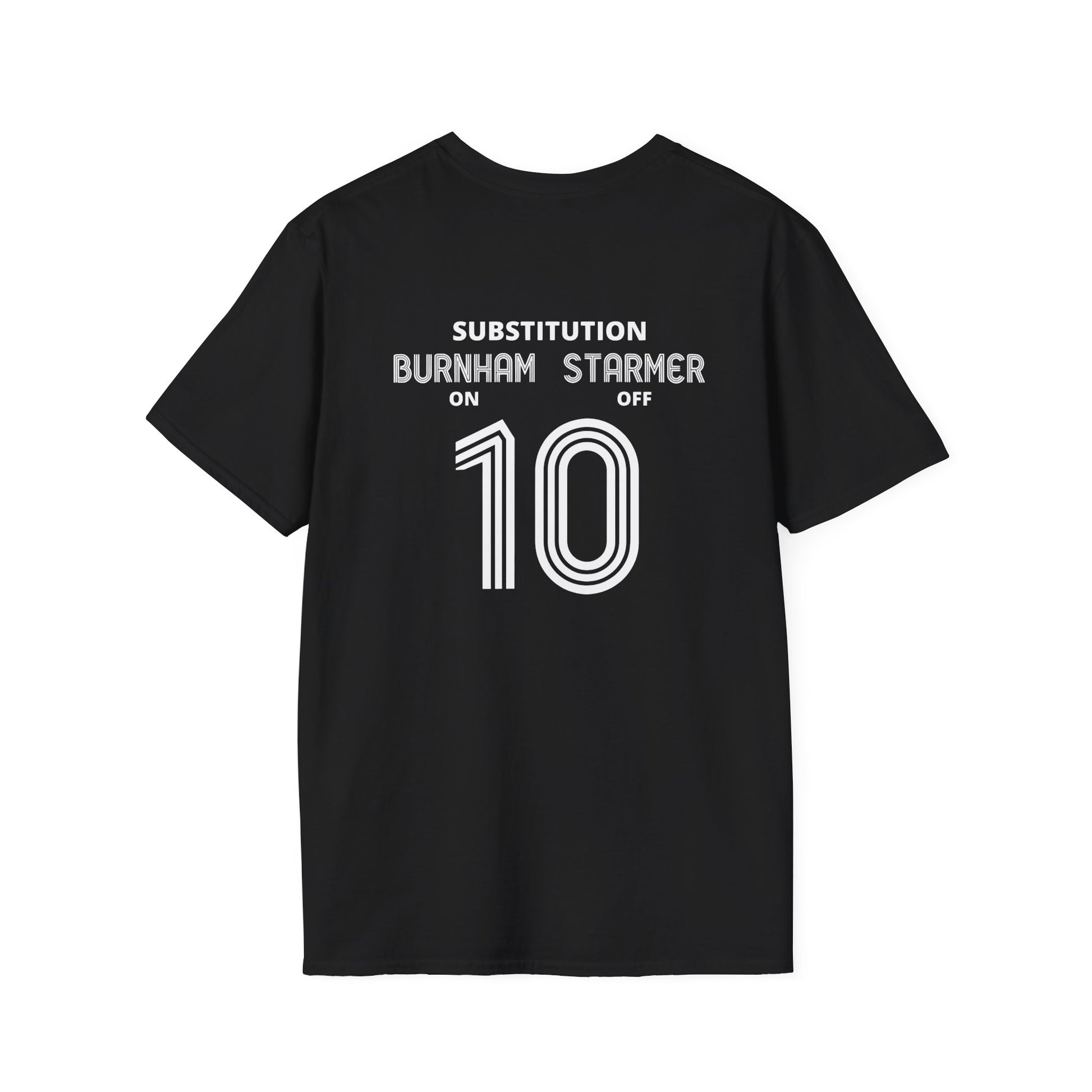 Political Football T-Shirt | Substitution Burnham On Starmer Off | Satire Tee Printify