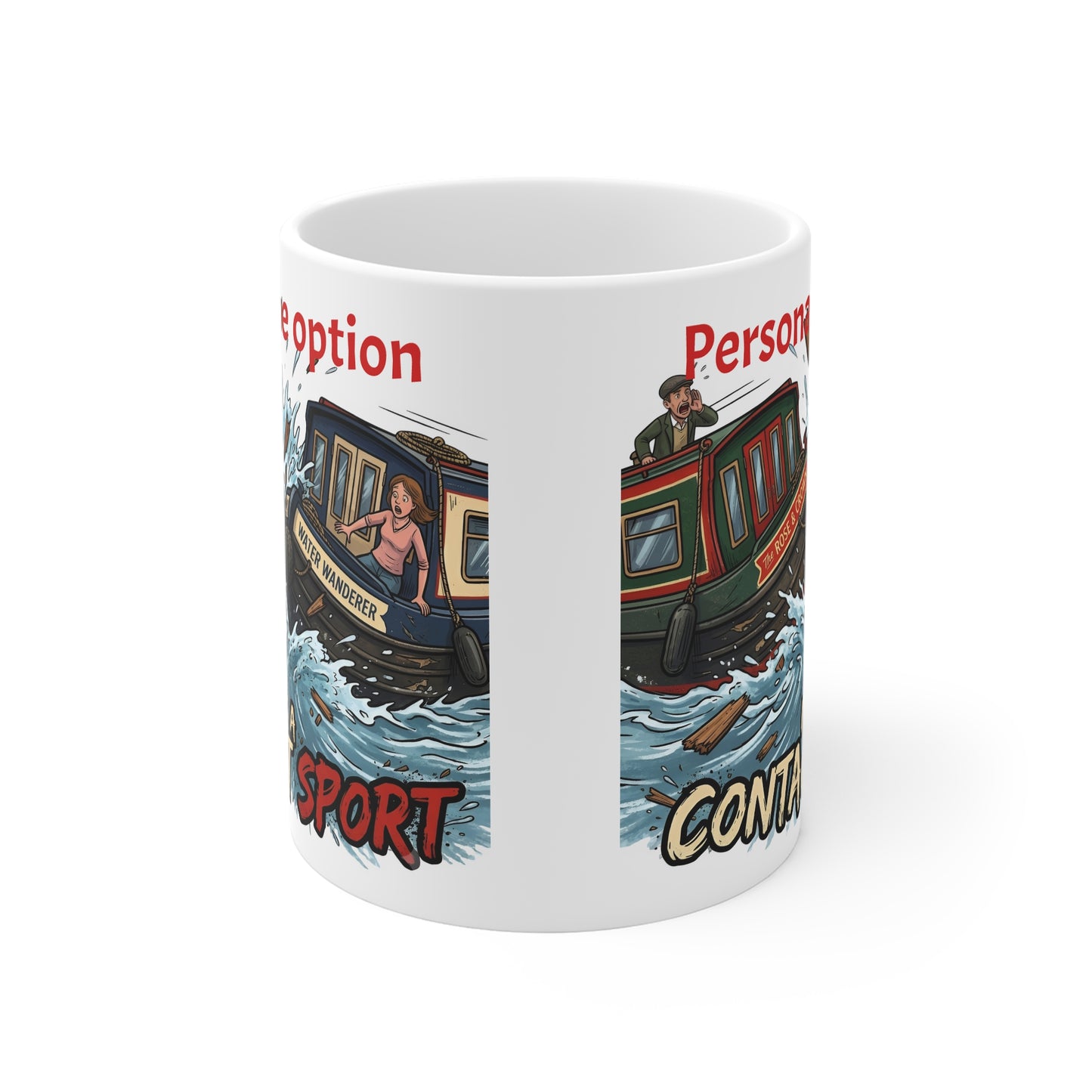 Contact Sport Mug — Humorous Narrowboat Collision Coffee Cup (Customizable) Printify