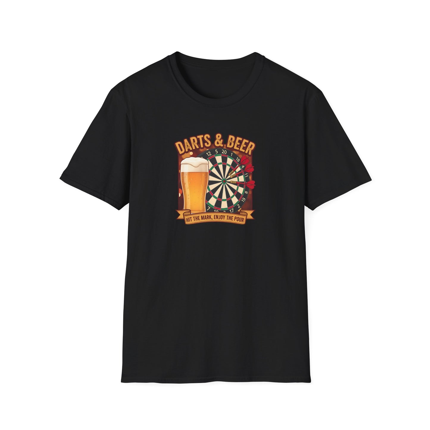 black  Darts & Beer Go Together T-shirt from the Fat Boris Beer Shed collection 