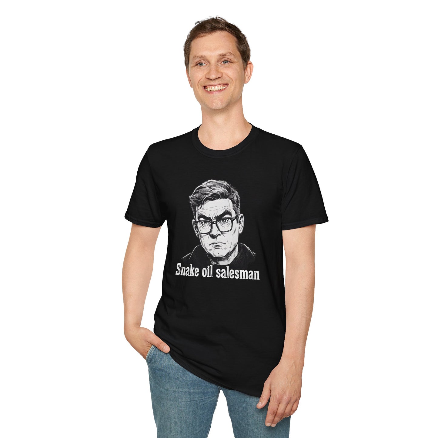 Andy Burnham PM Snake Oil Salesman Unisex Gildan Softstyle T-Shirt  Political Collection Printify