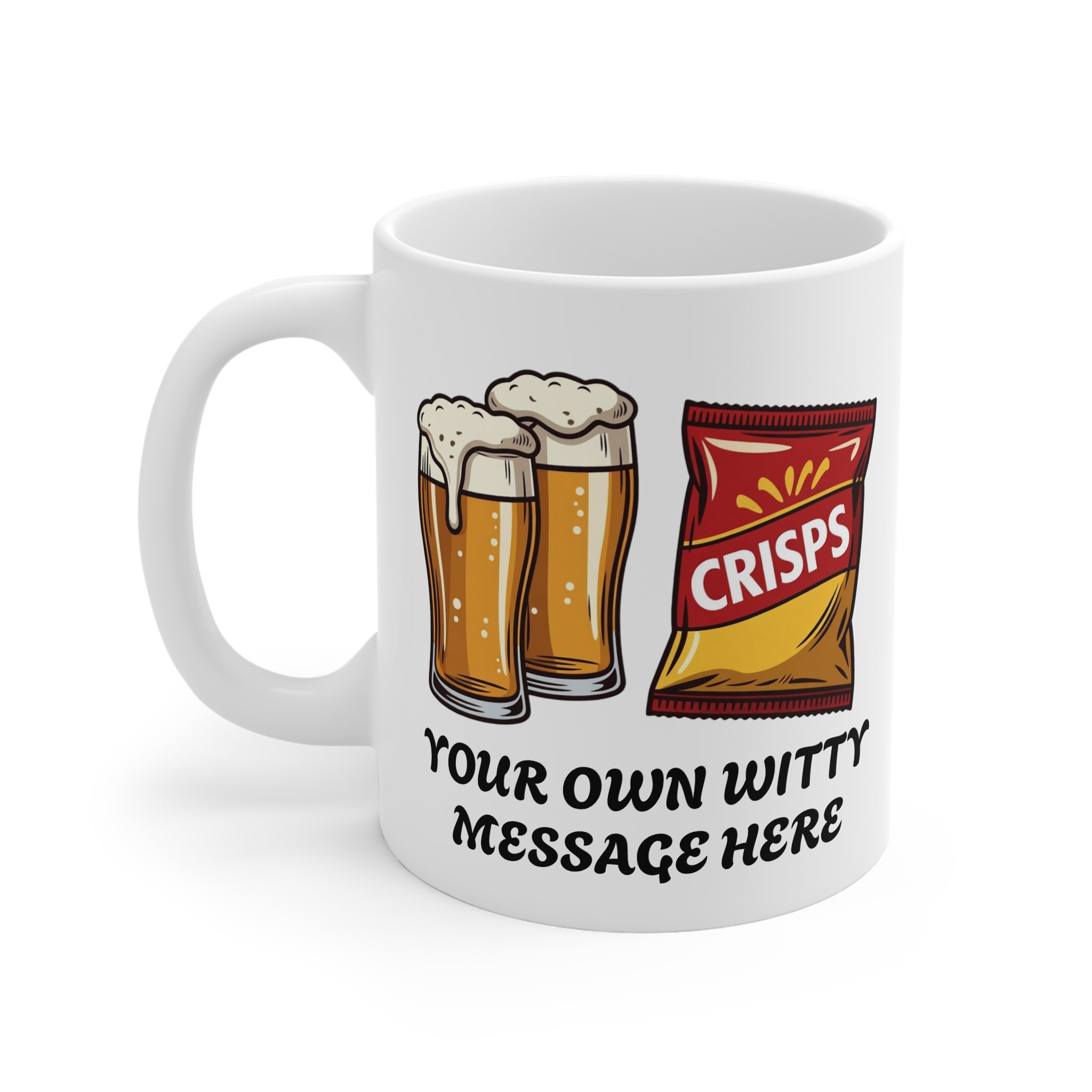 Custom Personalised  Two Pints of Lager and a Packet of Crisps Mug - Funny British TV Show Gift 