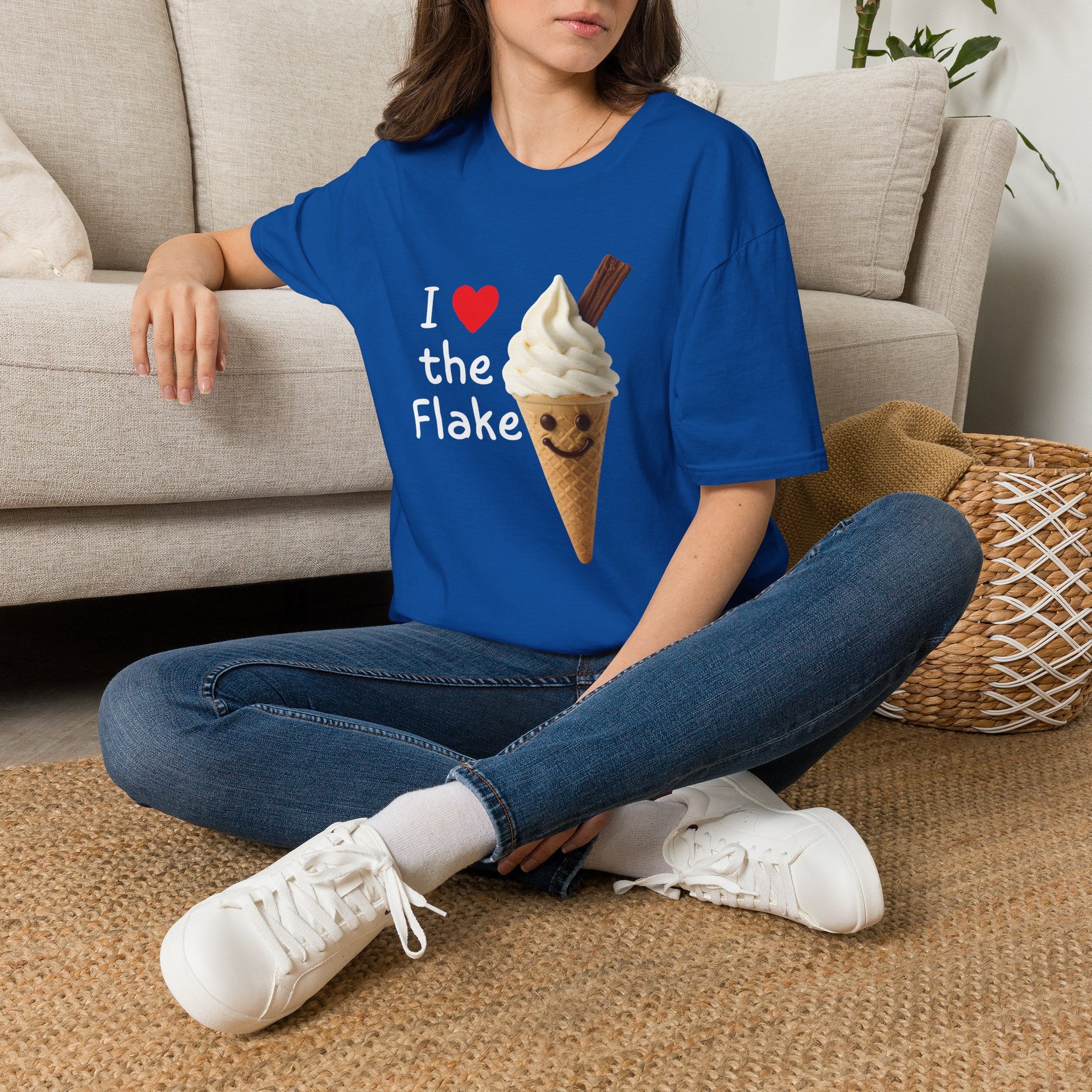 I Love the Flake Whippy Ice Cream T-Shirt | Funny Soft Serve Cone with Cadbury Flake Design Printify