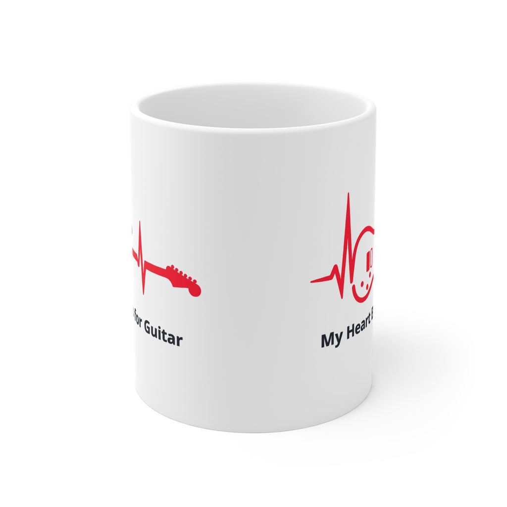 My Heart Beats for Guitar Mug – Electric Guitar Heartbeat 11oz Coffee Cup 