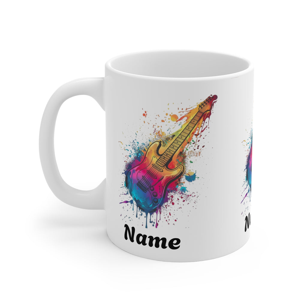 Guitar Splash Coffee Mug — Personalised Name Music Lover Gift 
