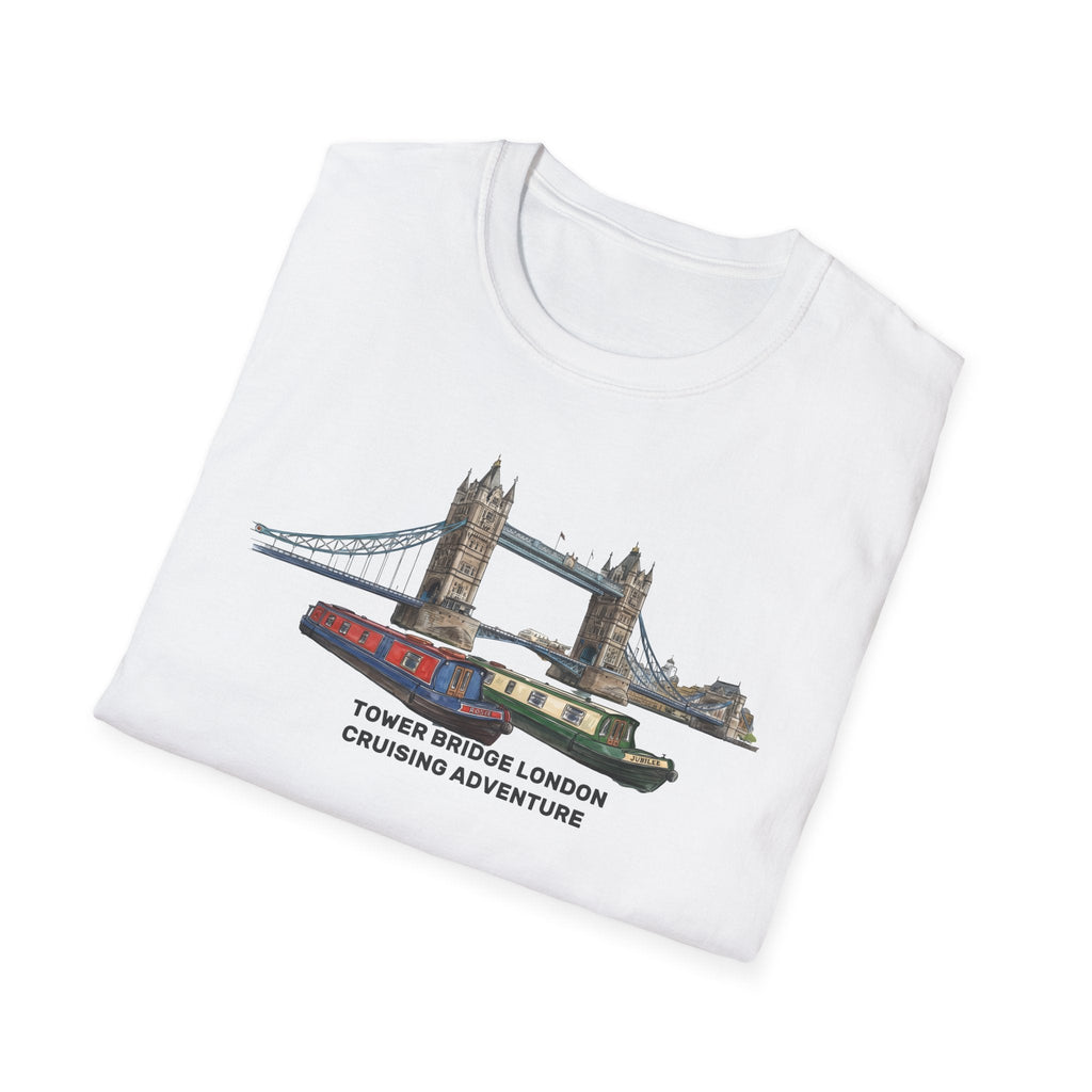 Tower Bridge London T-Shirt –Canal Narrowboat Thames River Cityscape Graphic Tee Printify