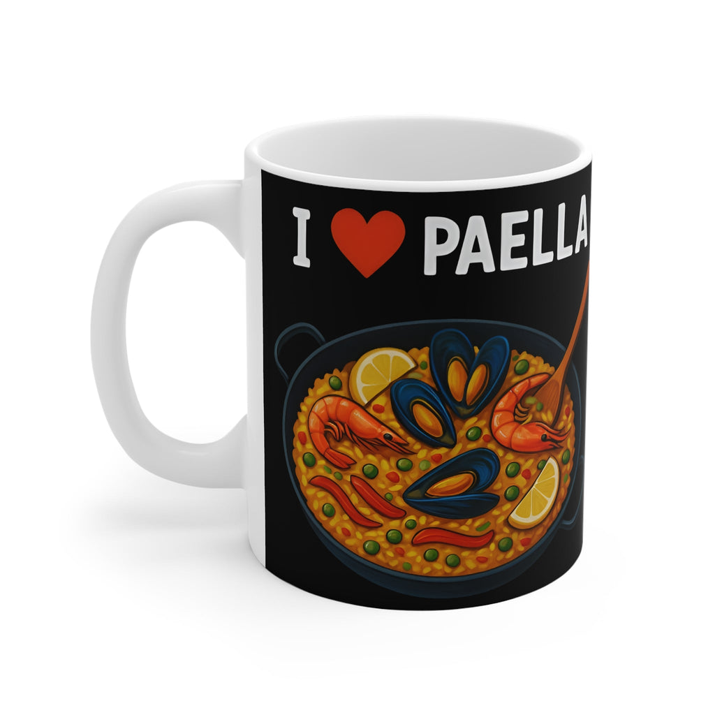 11oz White Mug, I Love Paella Mug, Foodie Gift, Kitchen Lover Gift, Culinary Printify
