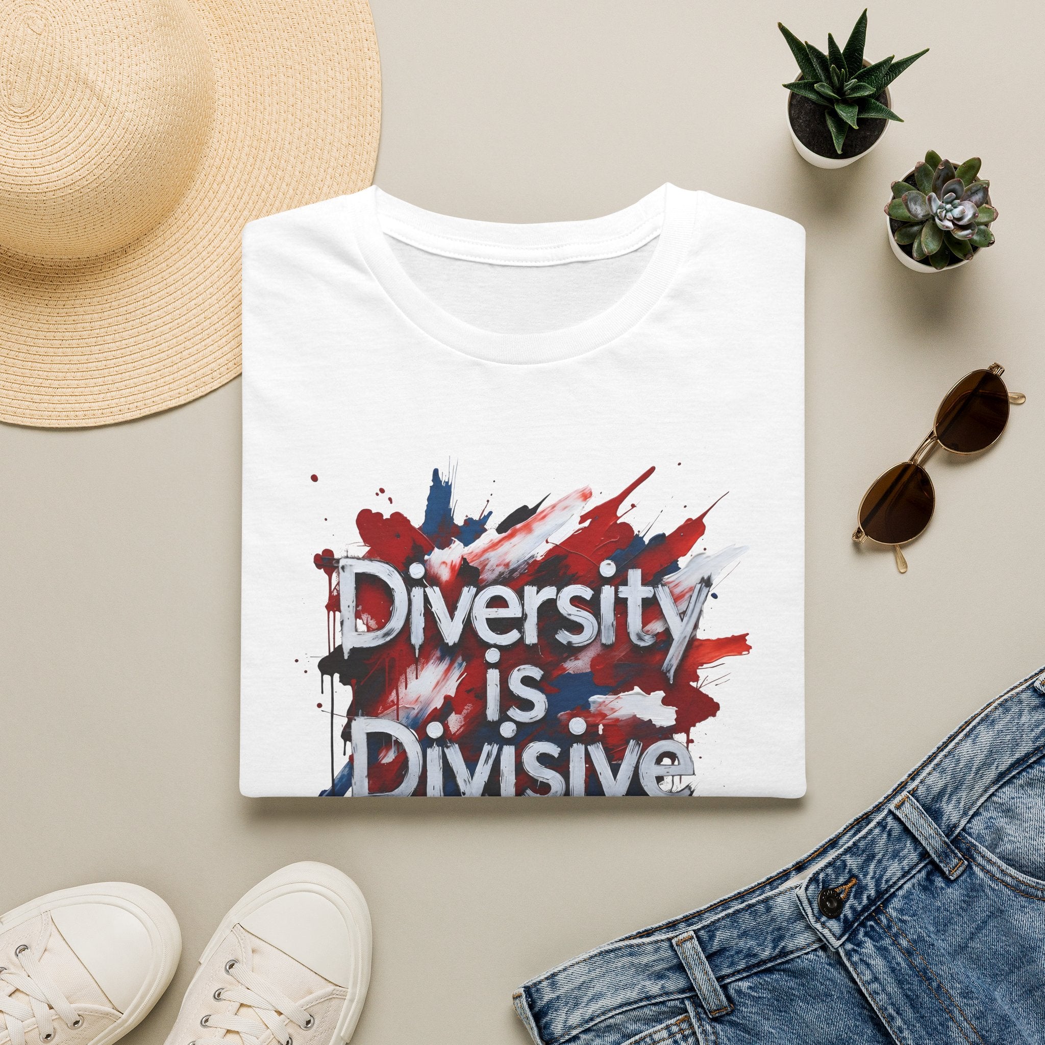 T-Shirt — "Diversity is Divisive" Graphic Tee (Bold Paint Splatter Design) 