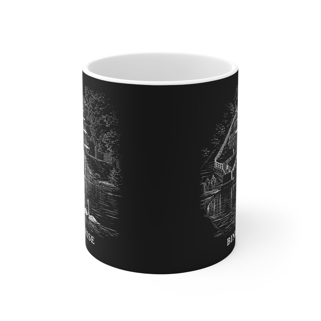 Historic Bingley 5 Rise Locks Mug — Scenic Canal Lock Illustration Coffee Cup