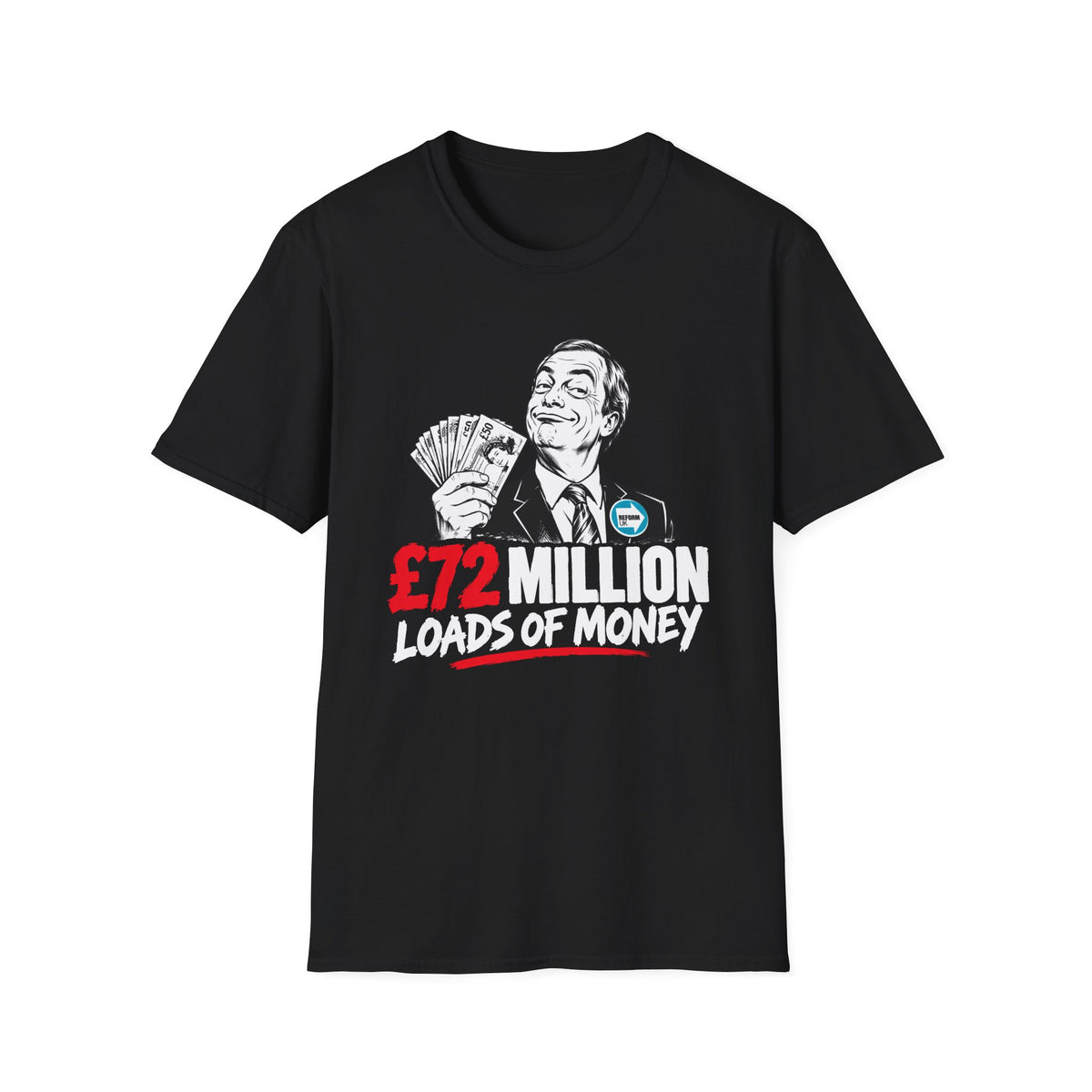 £72 Million Loads of Money Nigel Farage Political Satire T-Shirt