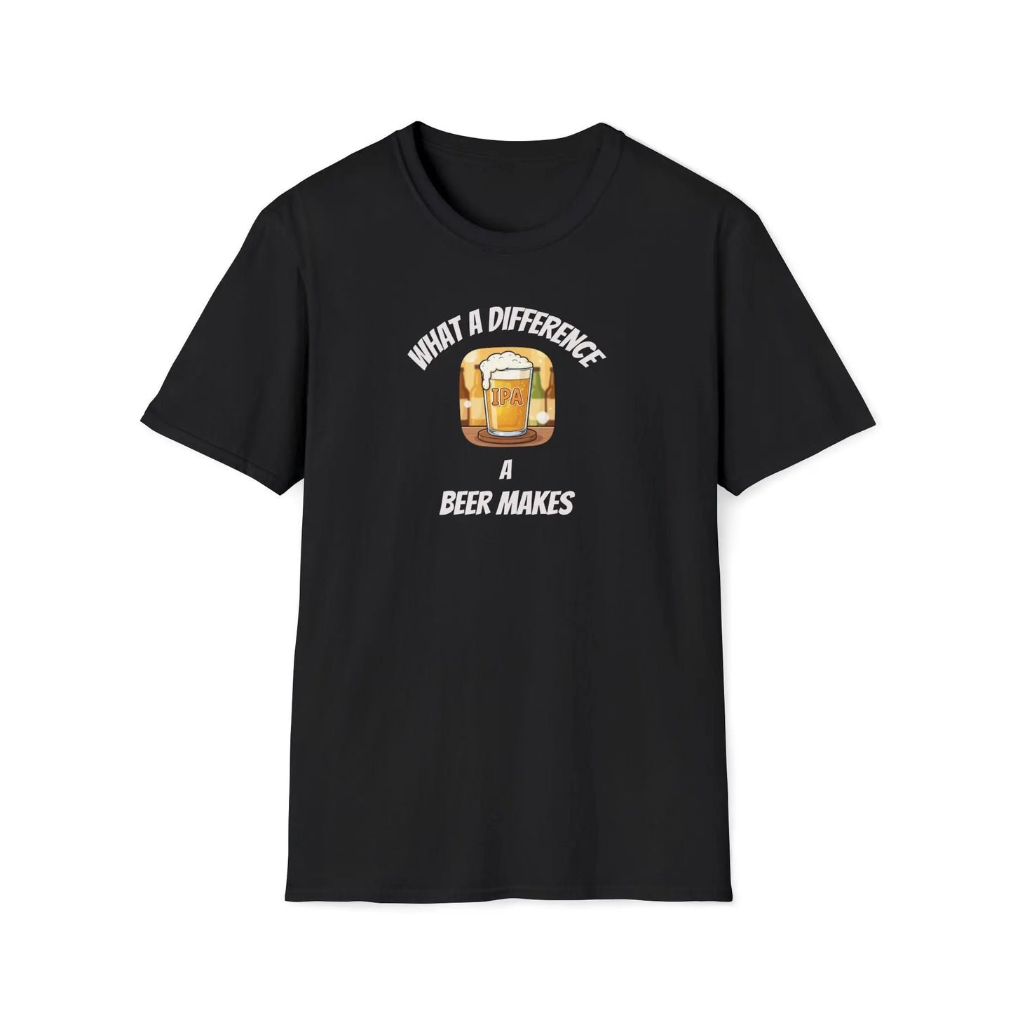 What a Difference a Beer Makes T-Shirt — Funny Beer Mug Graphic Tee for Beer Lovers Printify