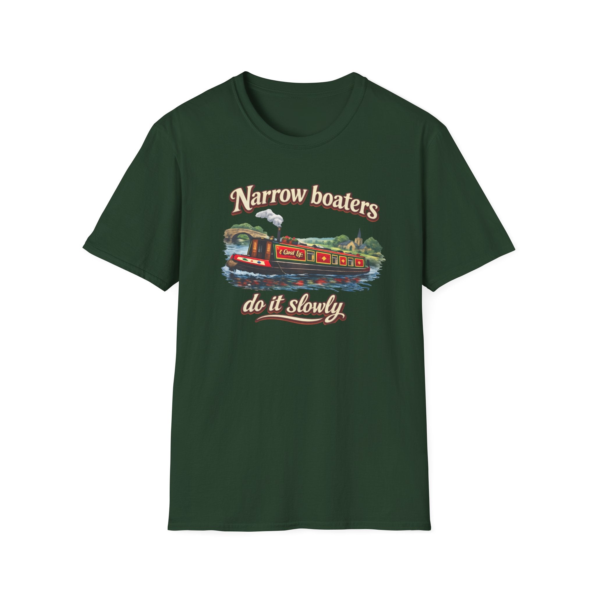 Narrow Boaters Do It Slowly T-Shirt — Canal Boat Vintage Graphic Tee Printify