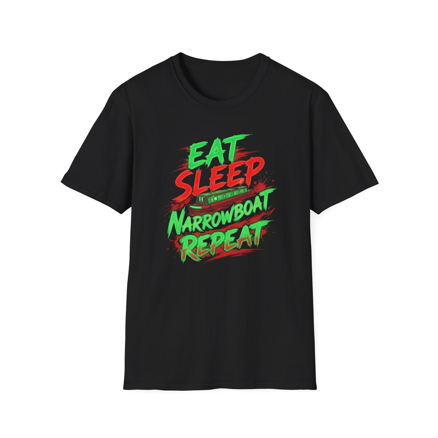 Narrowboat T-Shirt — "Eat Sleep Narrowboat Repeat" Canal Boating Tee Printify