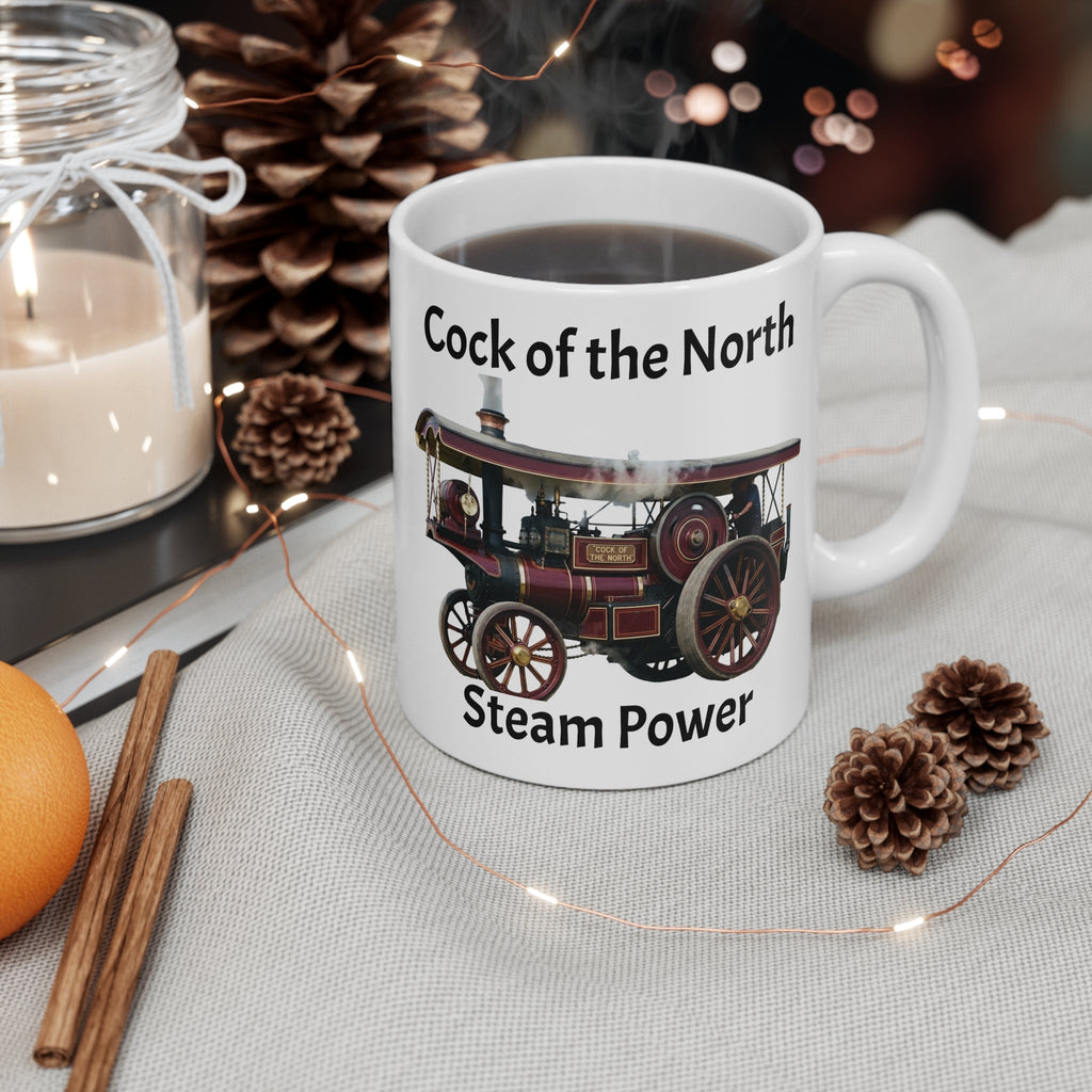 Cock of the North Steam Power Mug — Vintage Steam Traction Engine Coffee Cup Printify