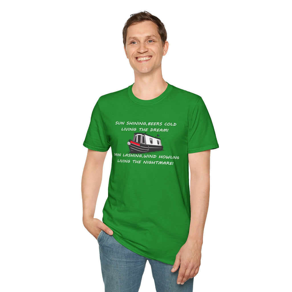 English Canal Narrow Boat Living the Dream Living the Nightmare funny T Shirt Printify