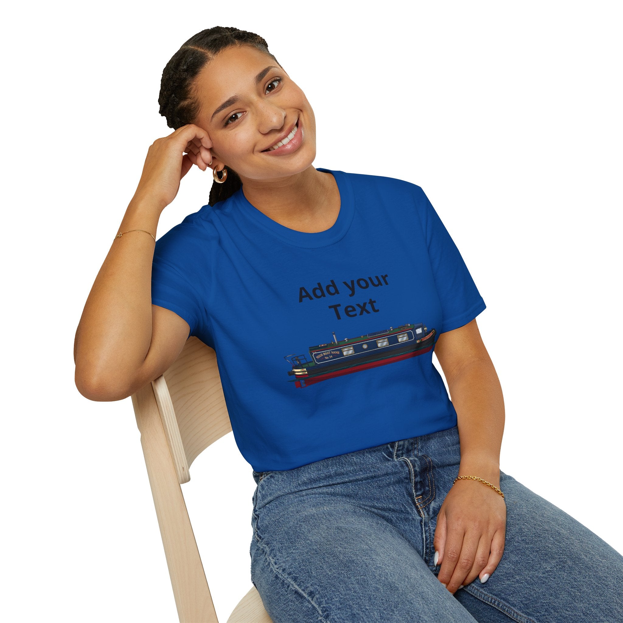 Canal Narrowboat Photo Custom T-Shirt — Upload a Good Quality Picture of Your Boat 