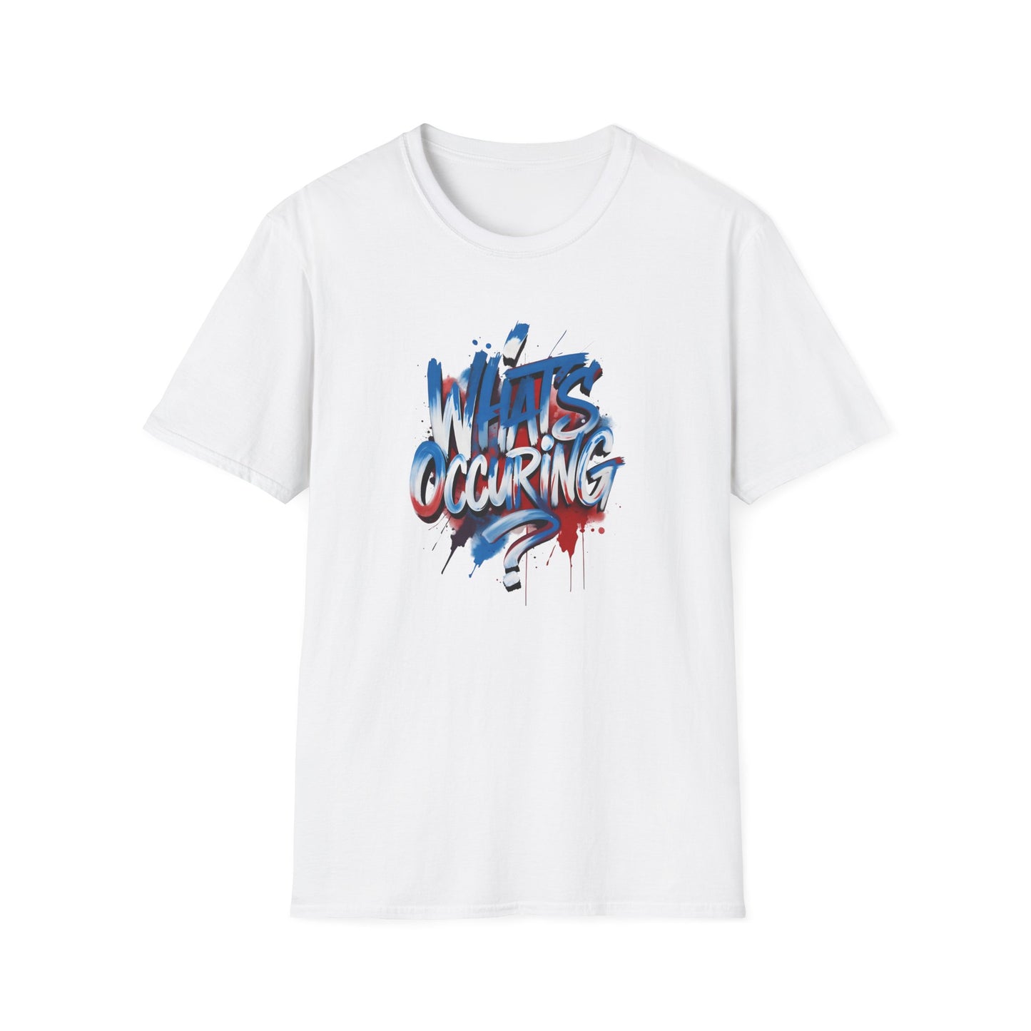 What’s Occurring? T-Shirt — Retro Graffiti Graphic Tee Printify