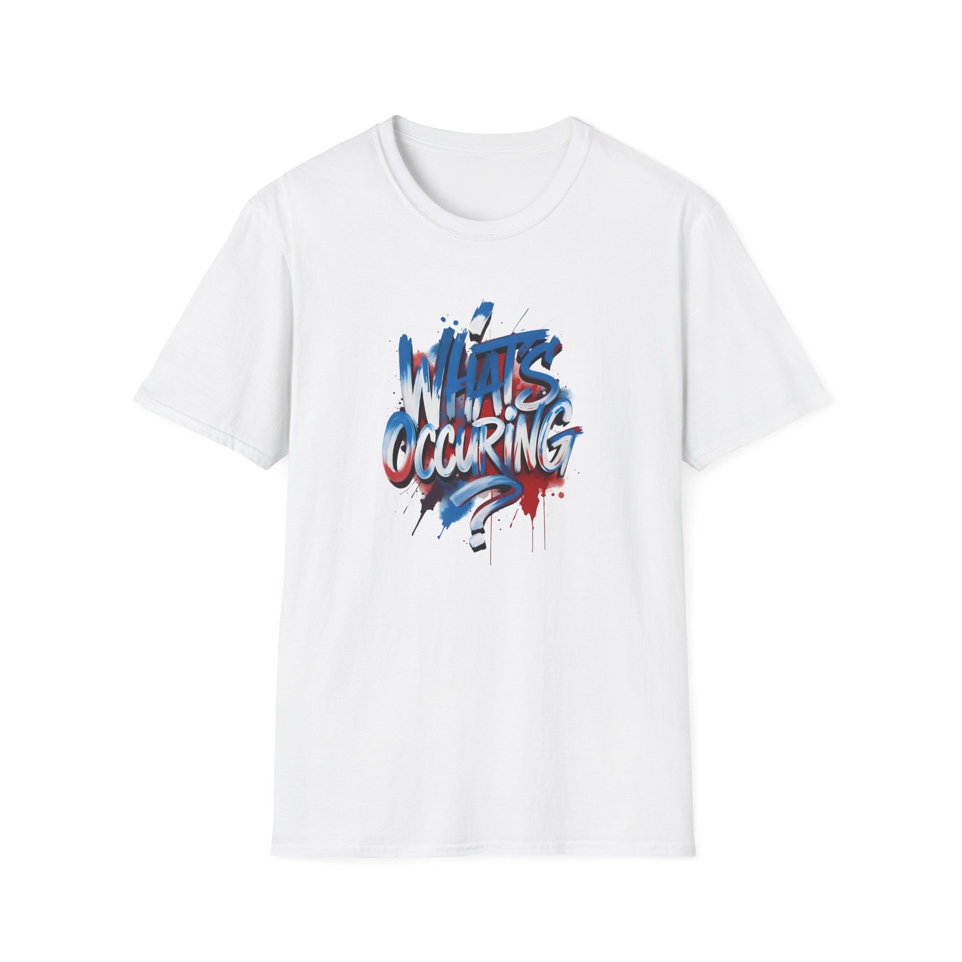 What’s Occurring? T-Shirt — Retro Graffiti Graphic Tee Printify