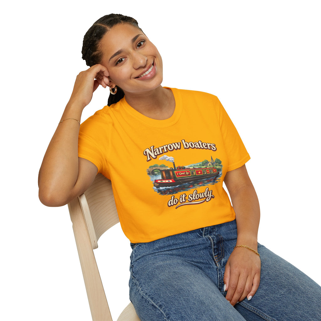 Narrow Boaters Do It Slowly T-Shirt — Canal Boat Vintage Graphic Tee Printify