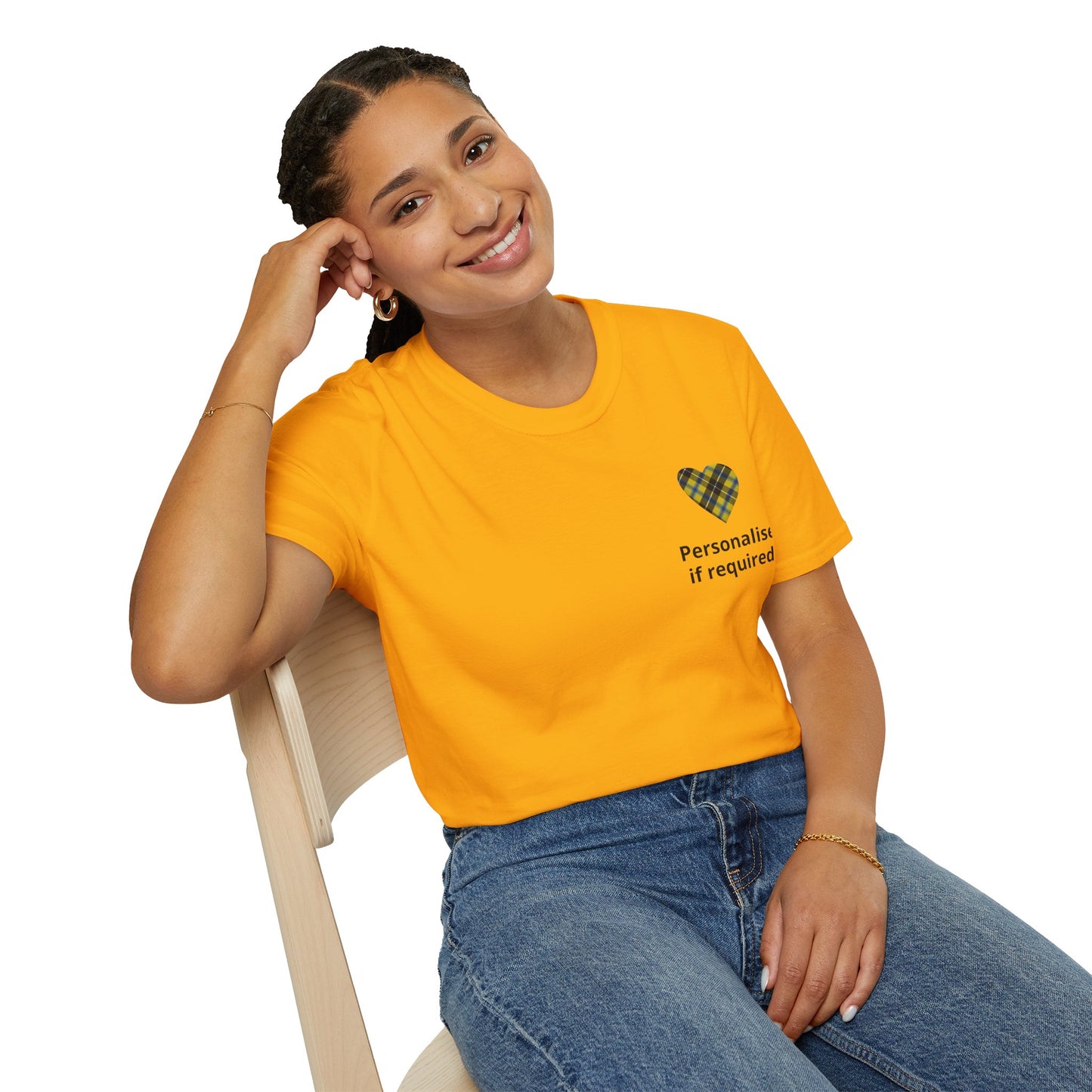 Plaid Heart T-Shirt — Personalized If Required Chest Design Printify
