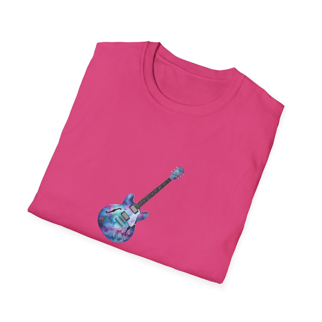 "Galactic Groove" tee, featuring a mesmerizing cosmic watercolour design. 