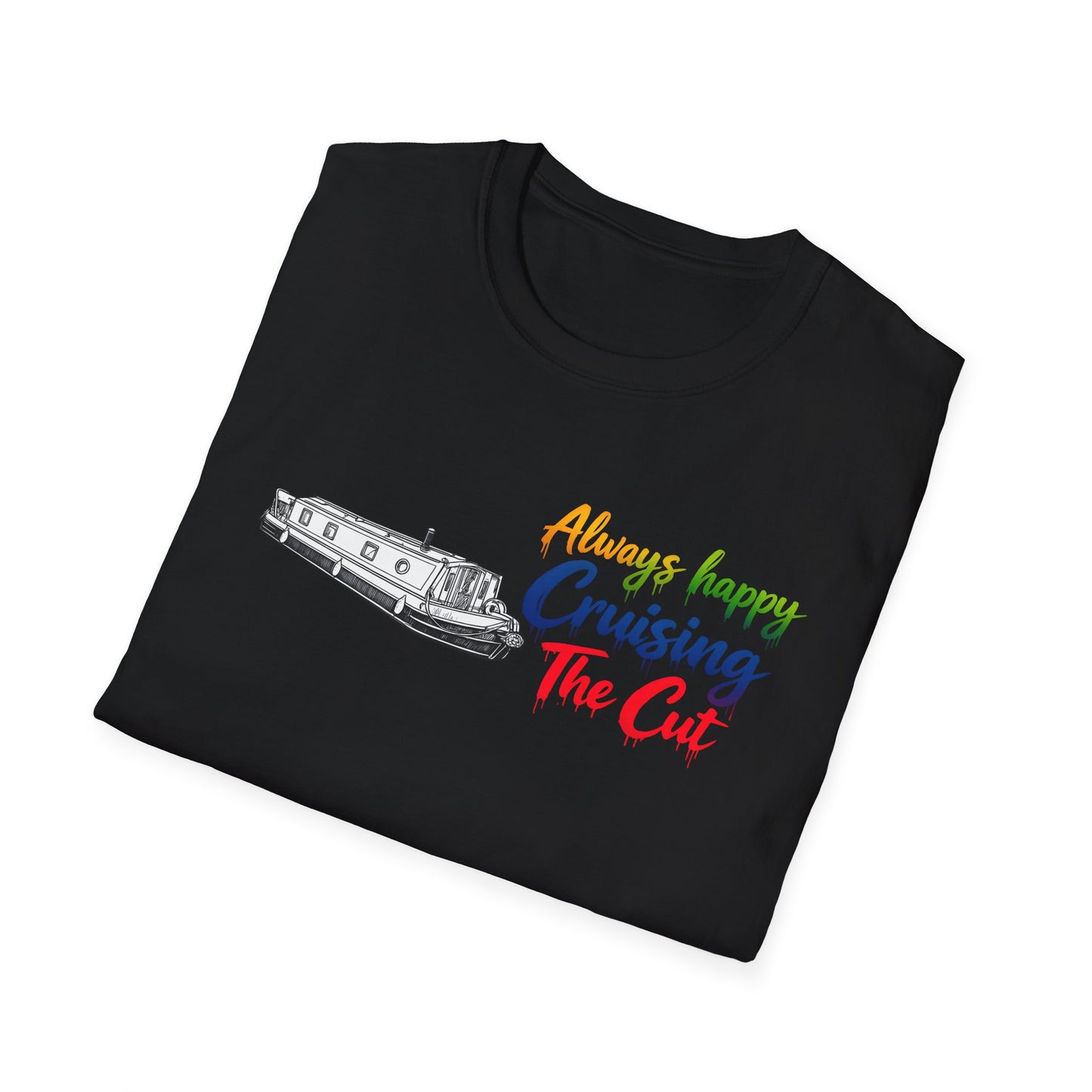 Cruising The Cut Boat T-Shirt — "Always Happy Cruising The Cut" Canal Boating Tee