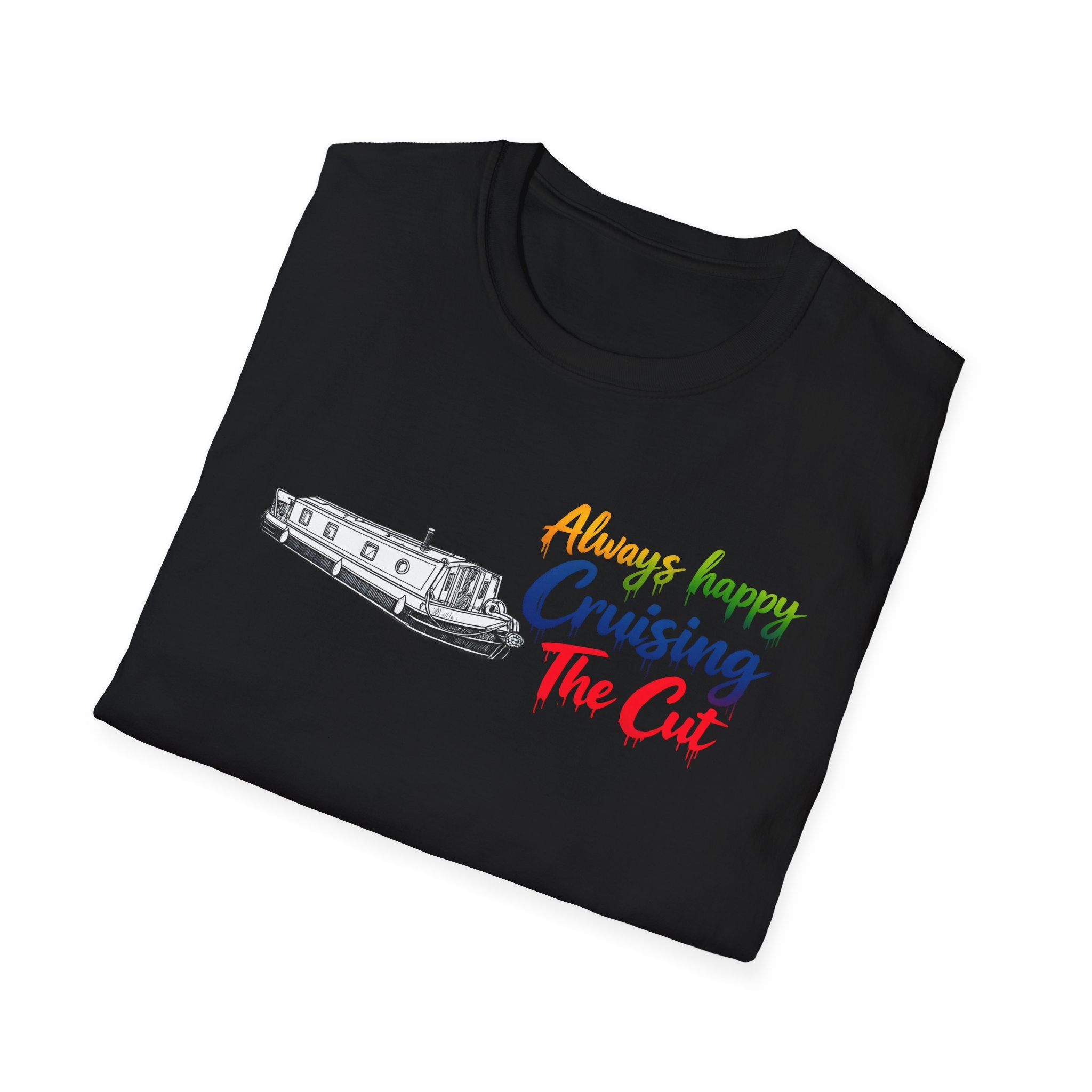 Cruising The Cut Boat T-Shirt — "Always Happy Cruising The Cut" Canal Boating Tee