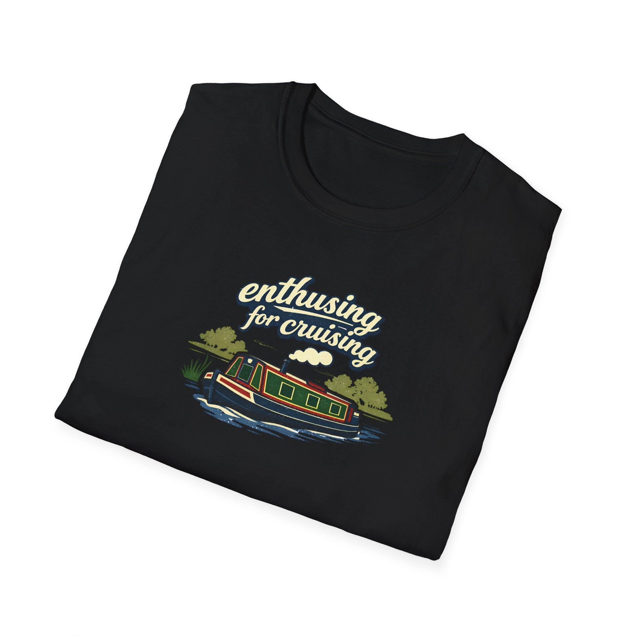 Cruising Canal Boat T-Shirt — Enthusing for Cruising Vintage Canal Narrowboat Tee Printify