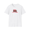 White t-shirt with a Union Jack design and text 'Rebel with a Cause' on a white background