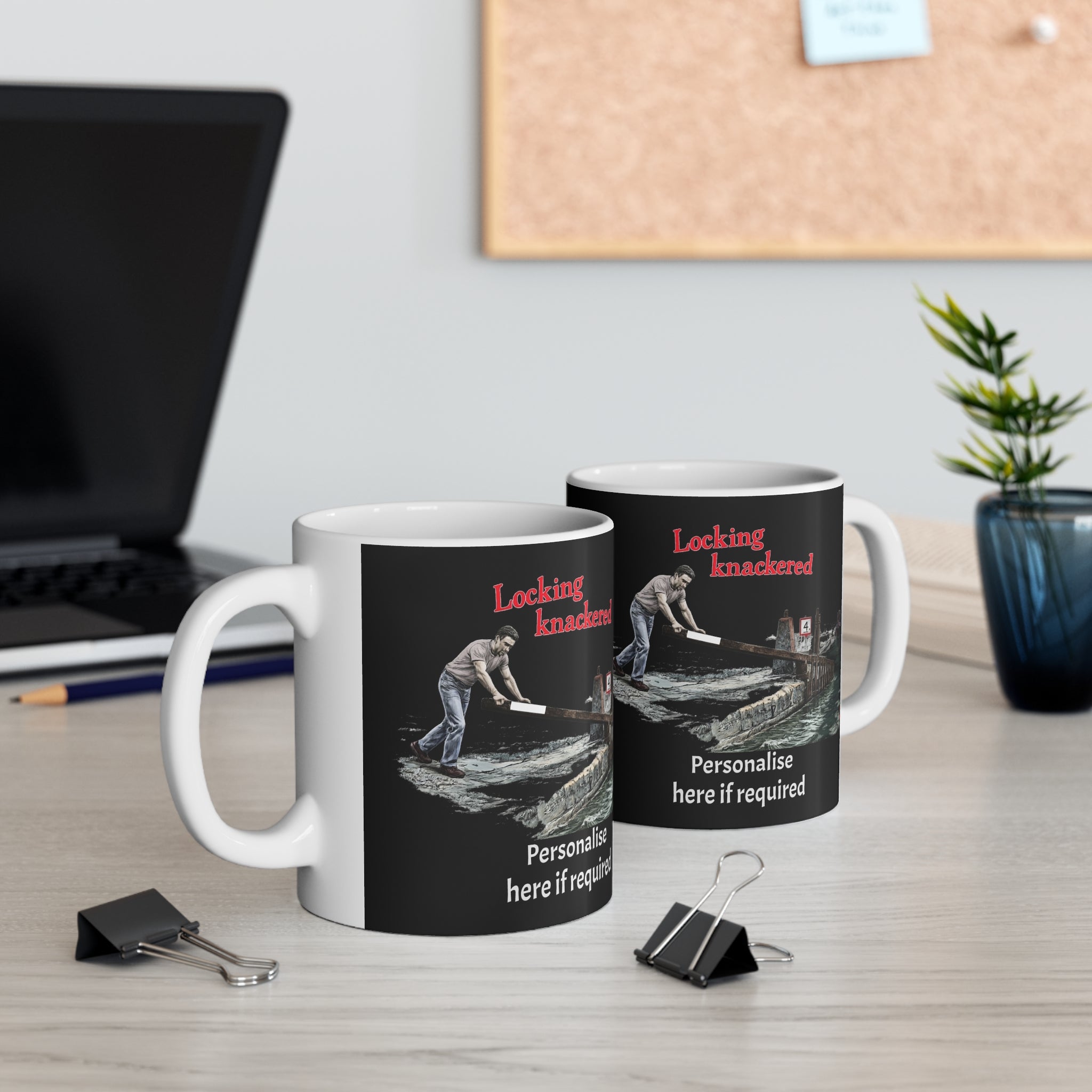 Locking Knackered Mug – Funny Canal Boating Coffee Cup (Customisable Gift) Printify