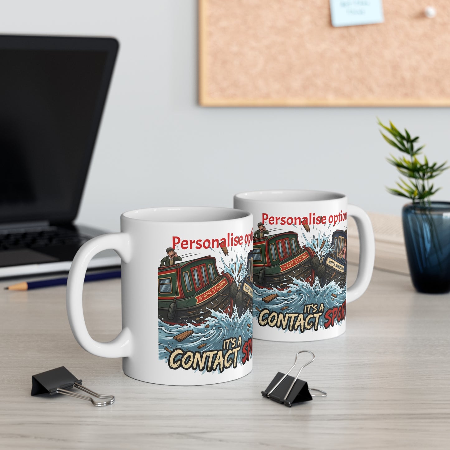 Contact Sport Mug — Humorous Narrowboat Collision Coffee Cup (Customizable) Printify